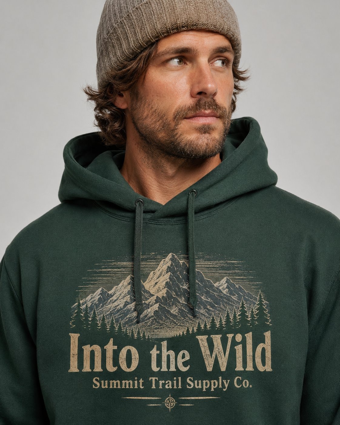 Into the Wild Summit Men's Hoodie-Forest Green-2