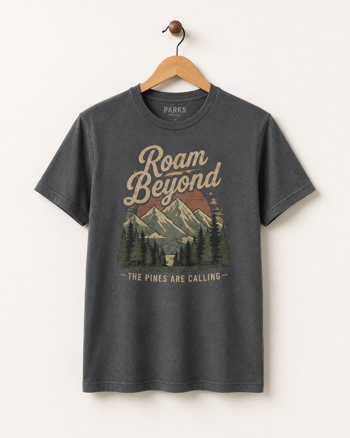 Roam Beyond the Pines Men's T-Shirt-Charcoal-3
