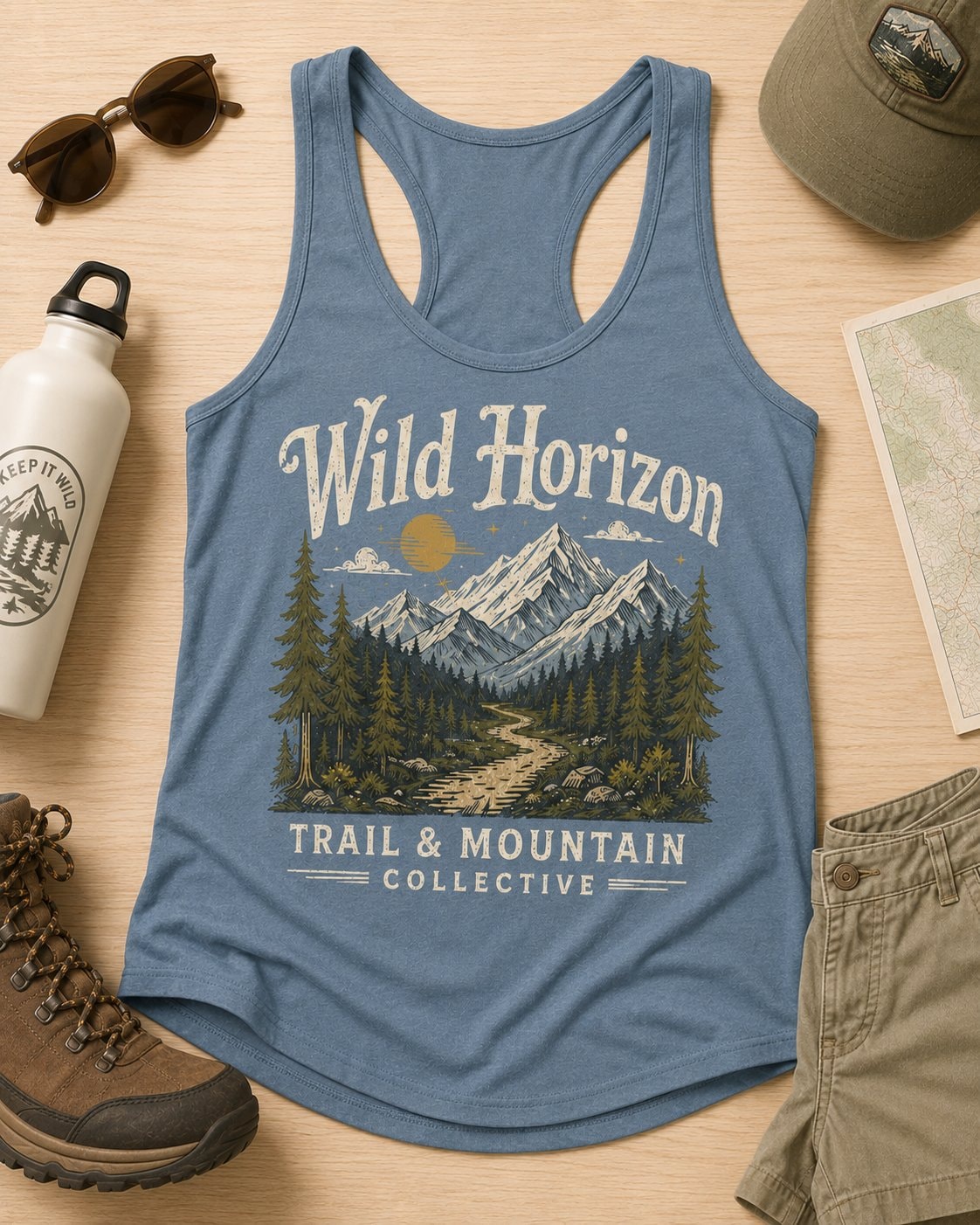 Wild Horizon Trail Women's Tank Top-Dusty Blue-4