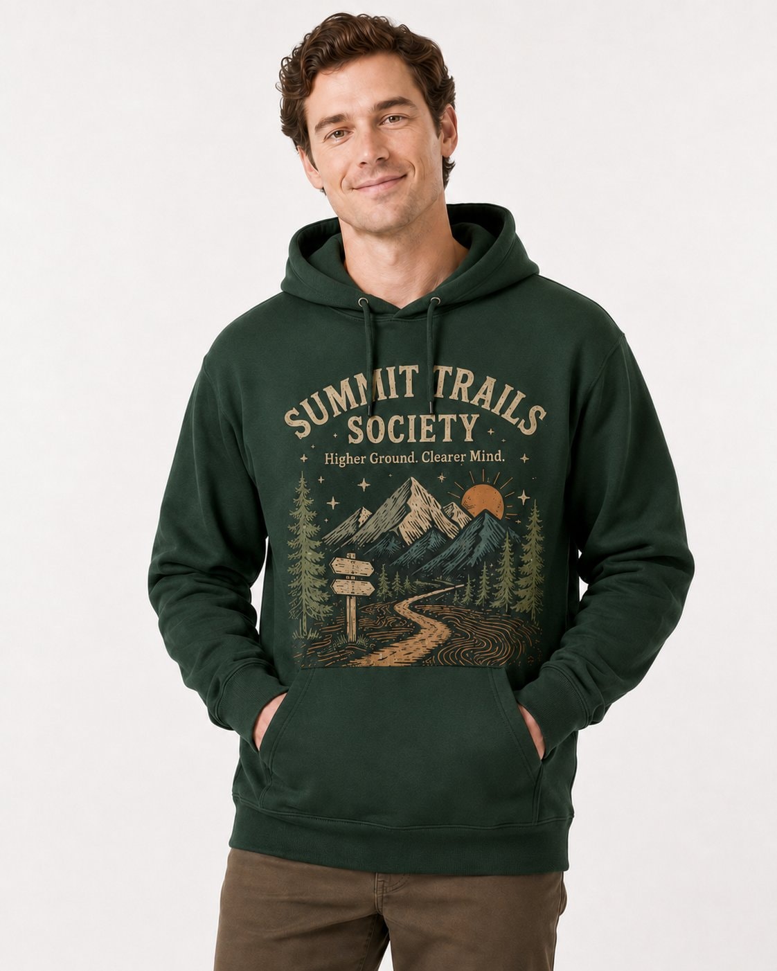 Summit Trails Society Unisex Hoodie-Forest Green-2