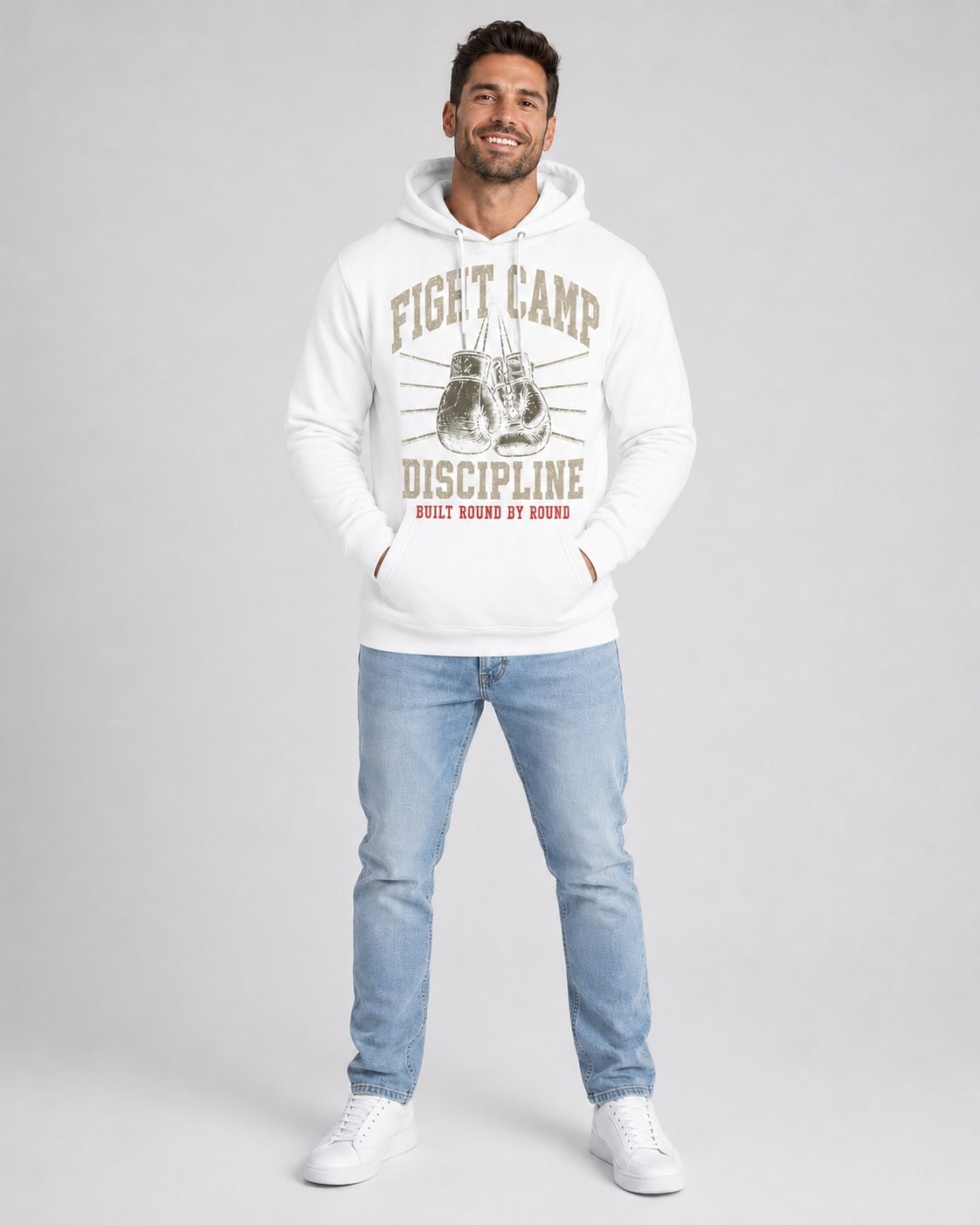 Fight Camp Discipline Men's Hoodie-White-1