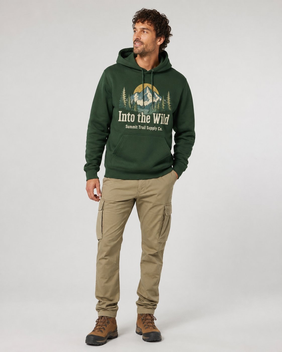 Into the Wild Summit Men's Hoodie-Forest Green-1