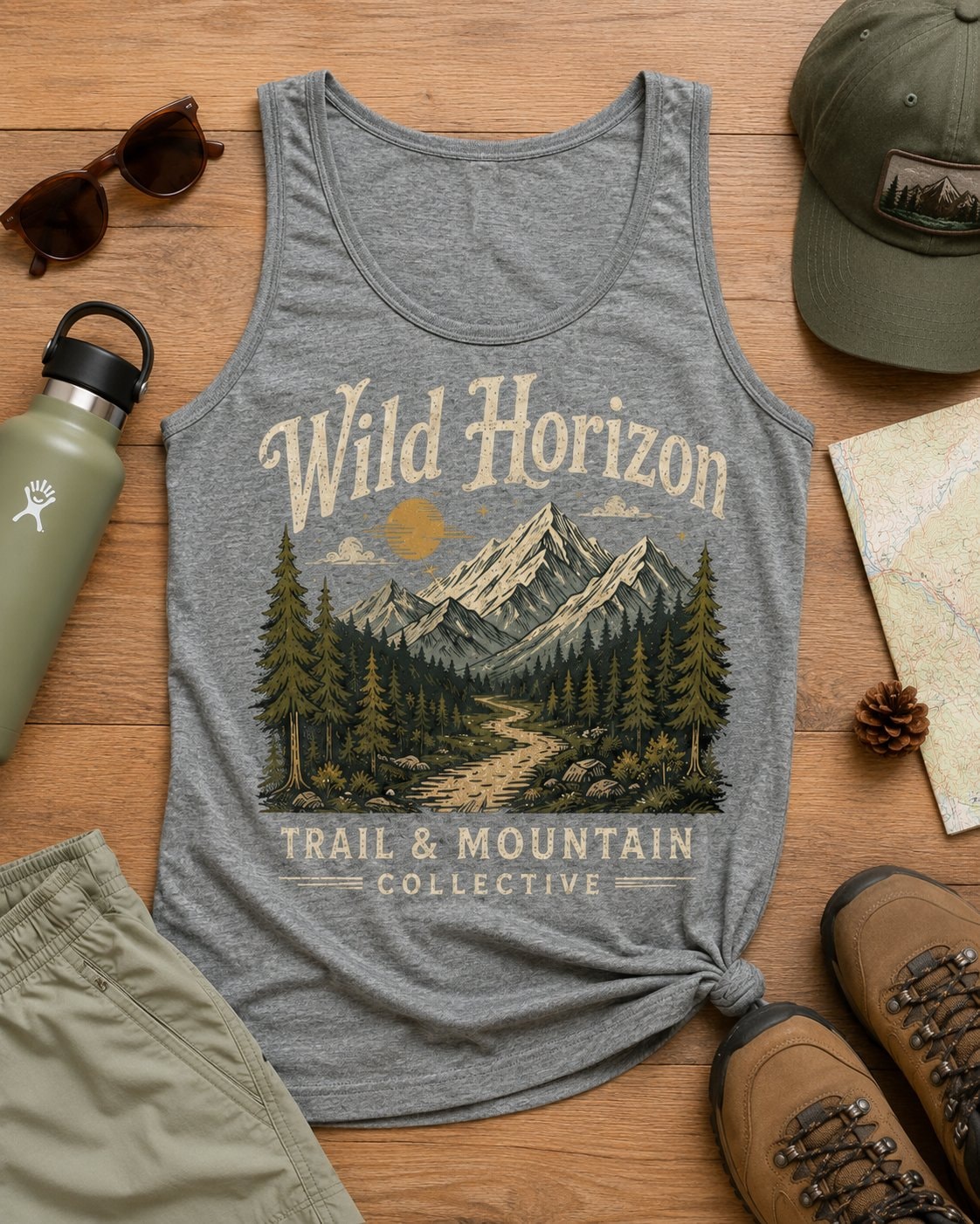 Wild Horizon Trail Women's Tank Top-Heather Grey-4