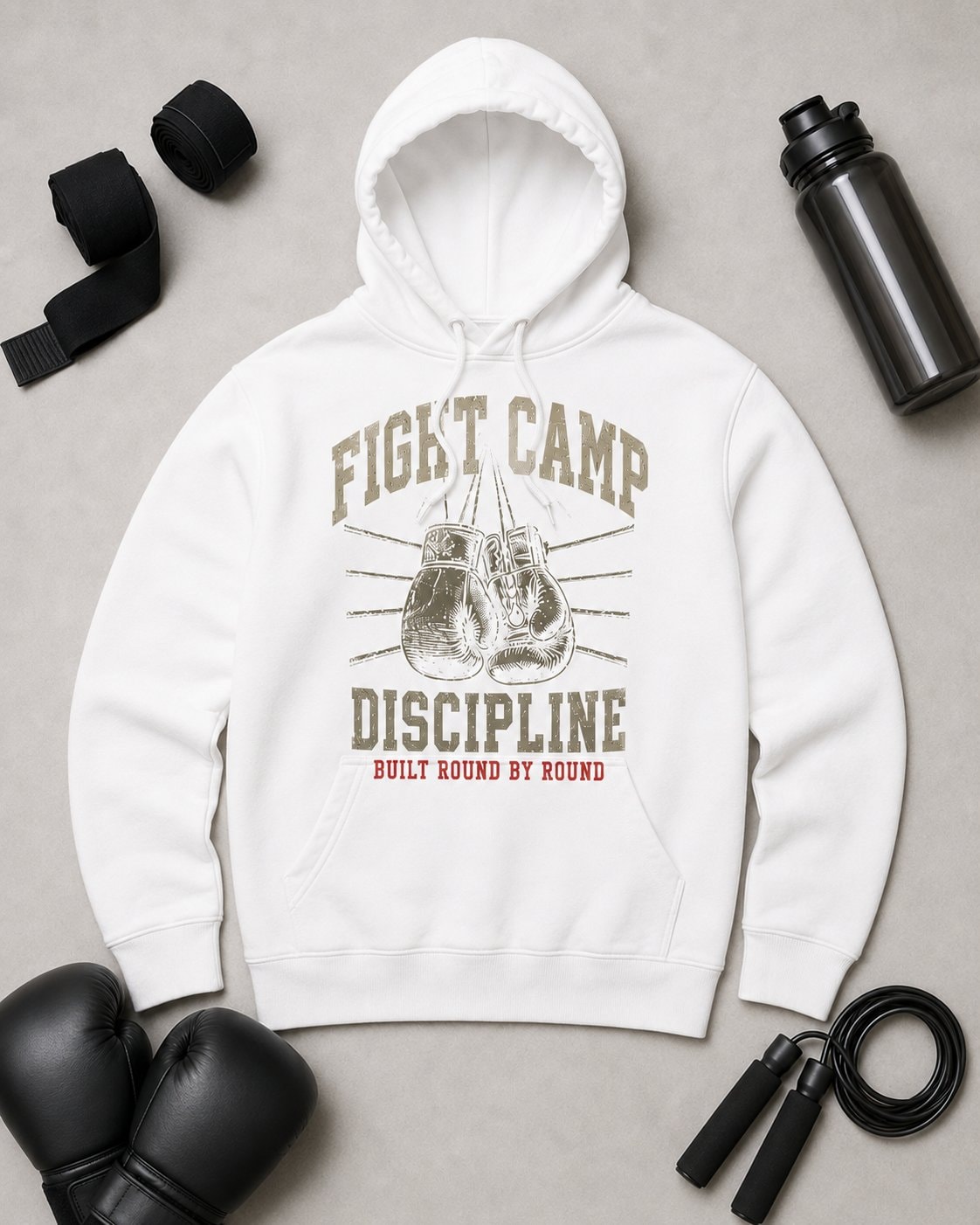 Fight Camp Discipline Men's Hoodie-White-4