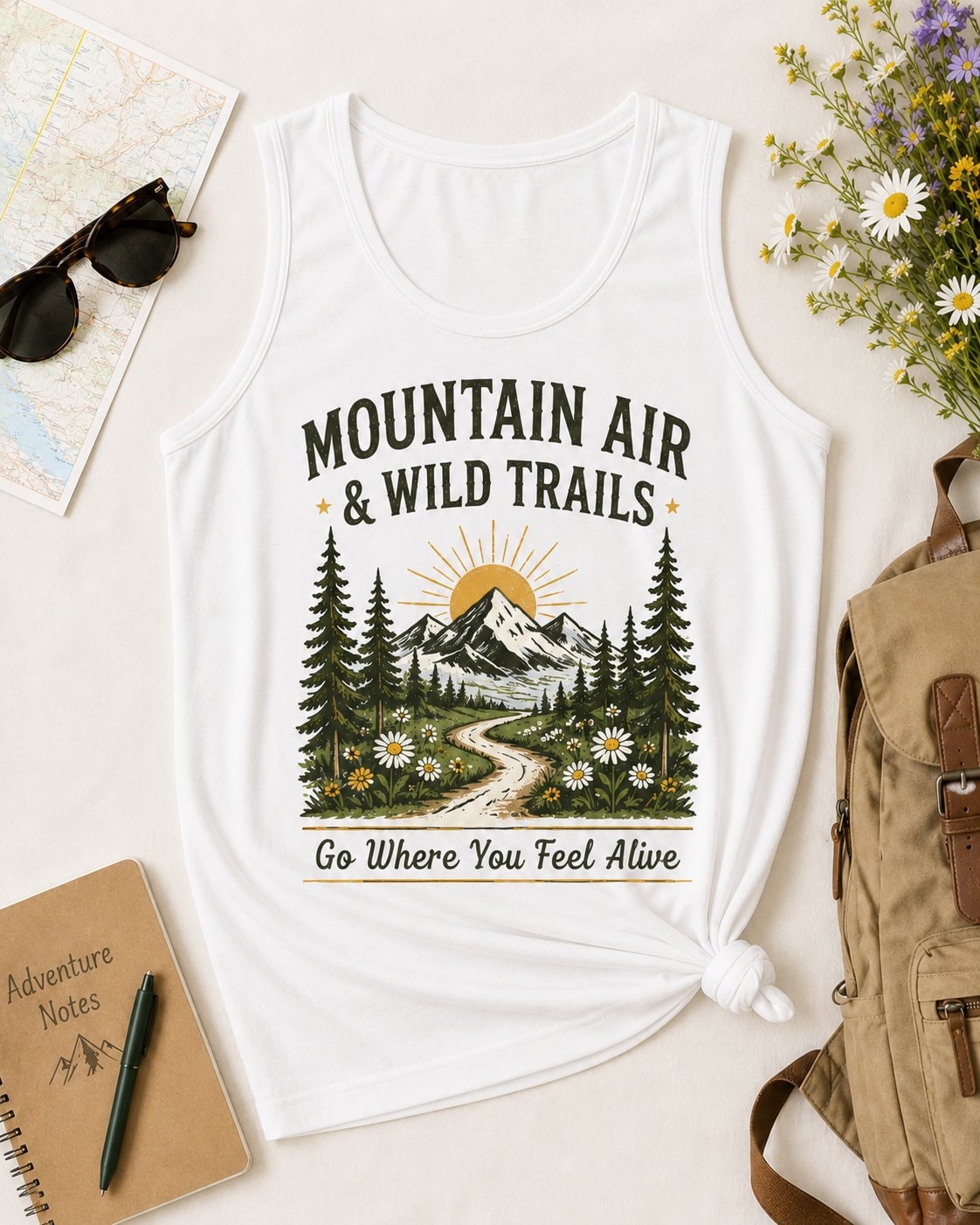 Mountain Air & Wild Trails Women's Tank Top-White-4