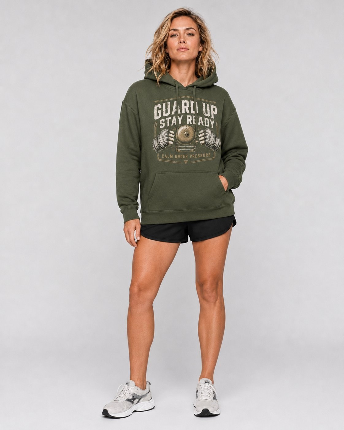 Guard Up Stay Ready Women's Hoodie-Military Green-2