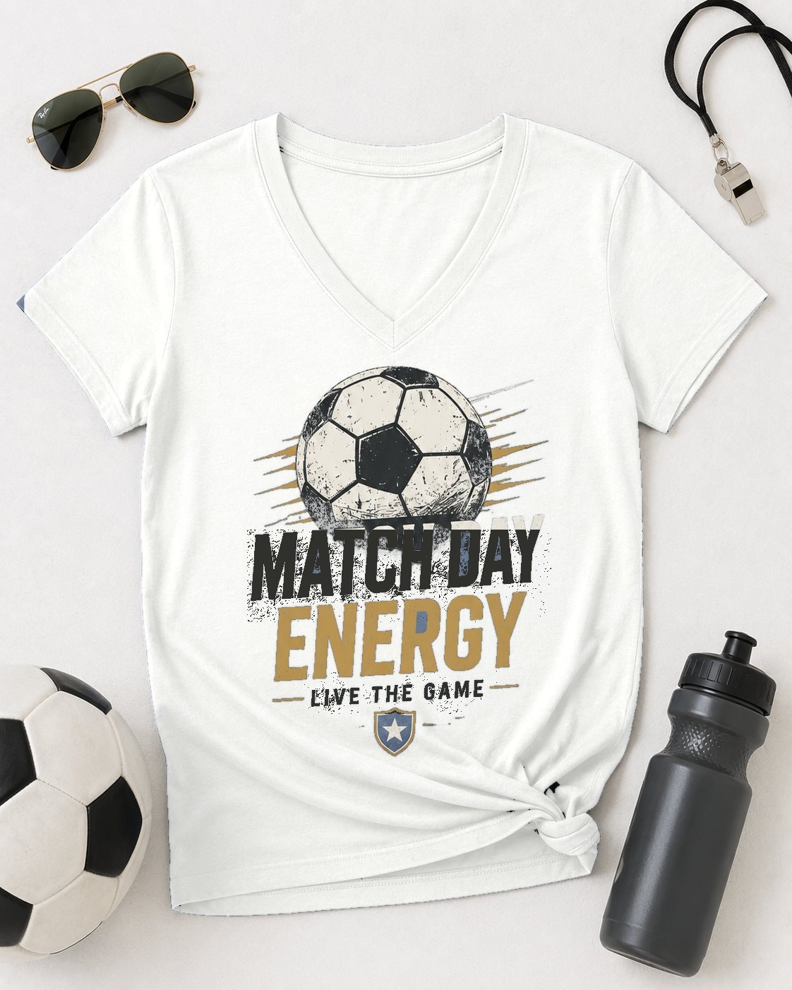 Match Day Energy Women's V-Neck T-Shirt-White-1