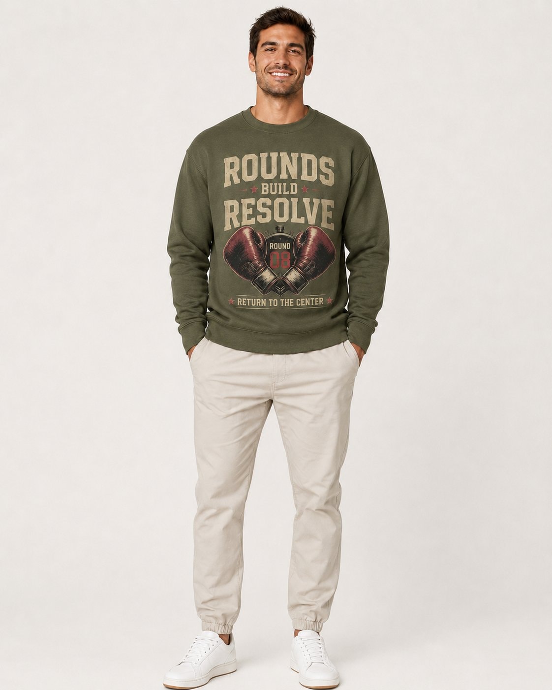 Rounds Build Resolve Men's Sweatshirt-Military Green-1