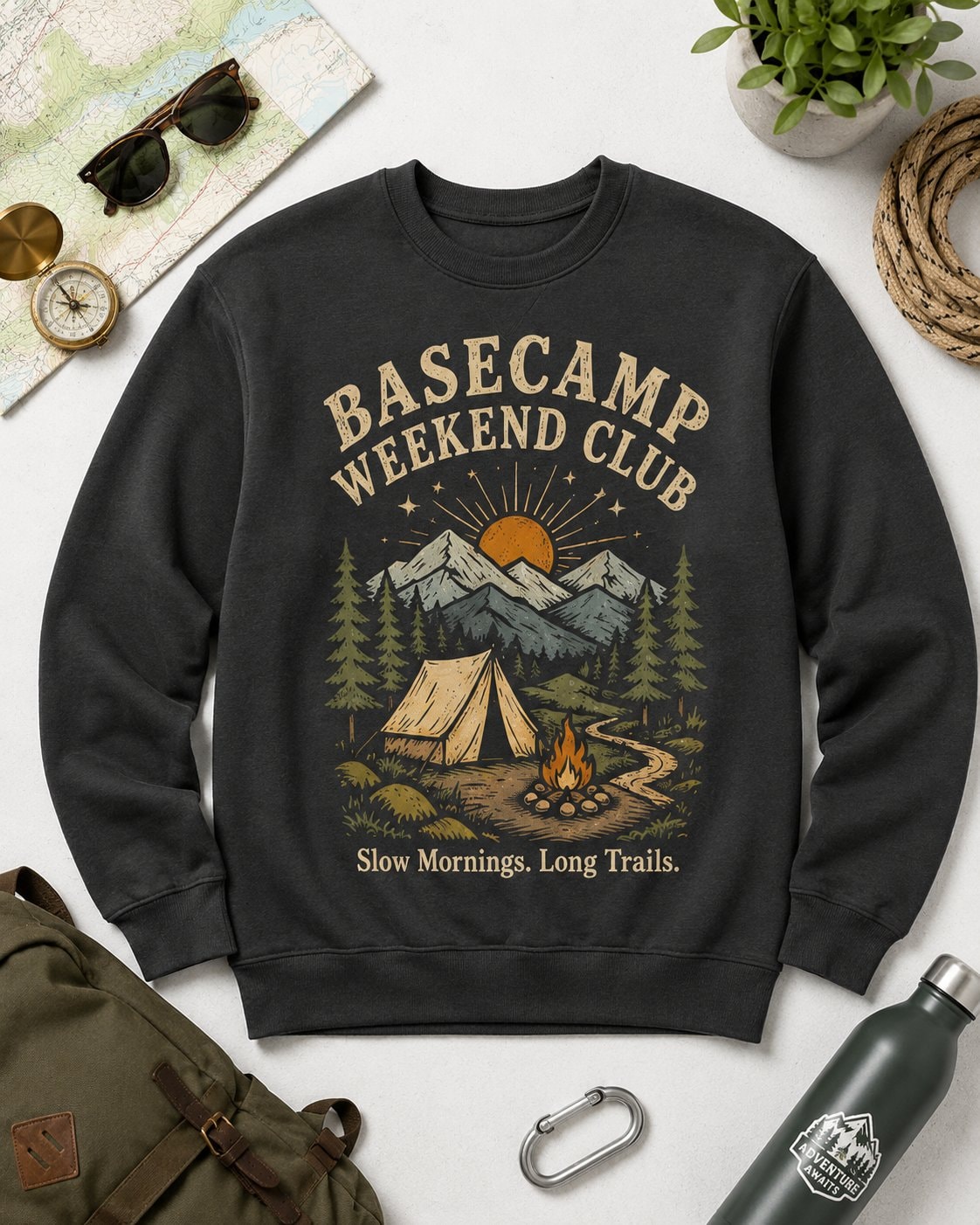 Basecamp Weekend Club Unisex Sweatshirt-Charcoal-4