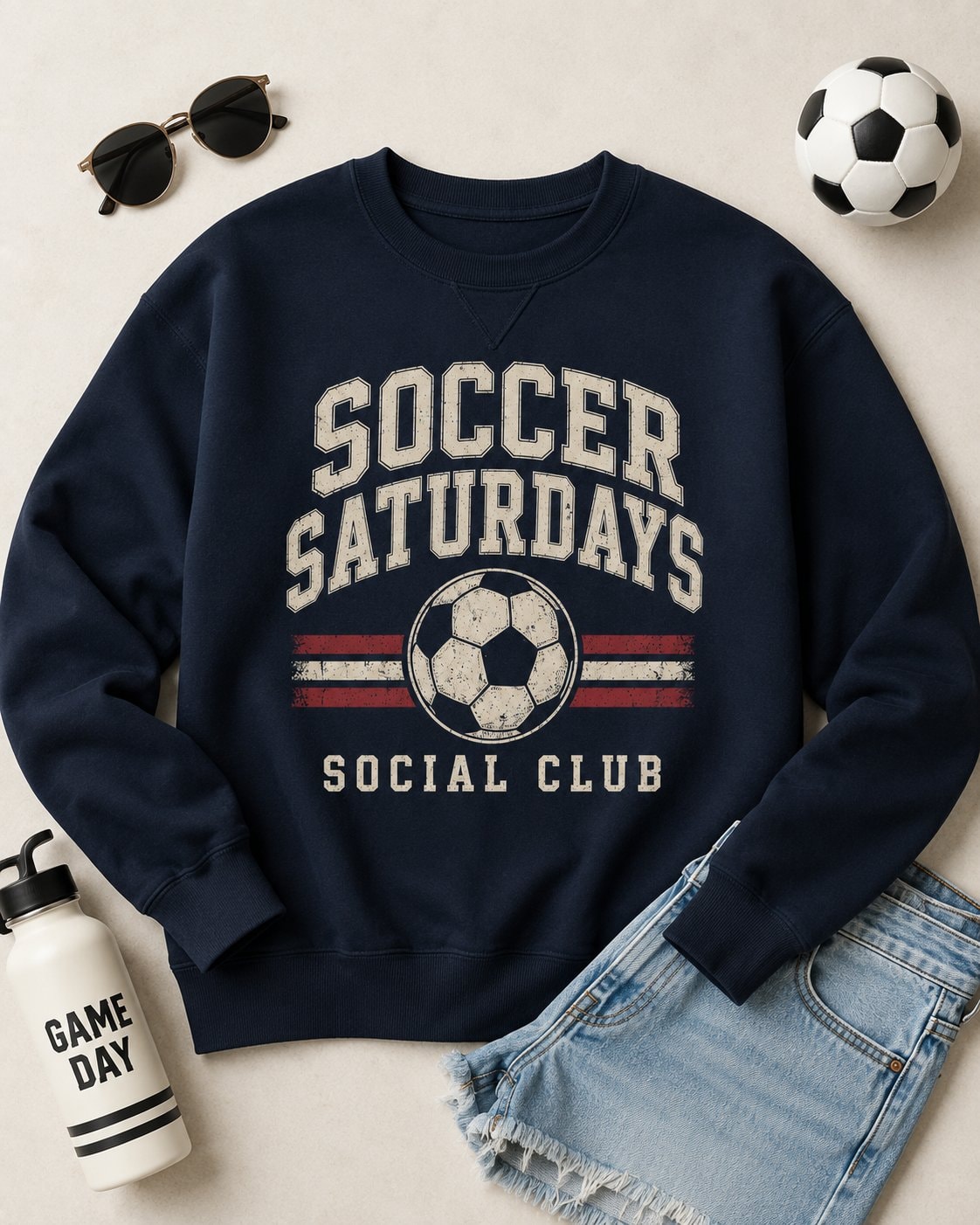 Soccer Saturdays Social Club Women's Sweatshirt-Navy-4