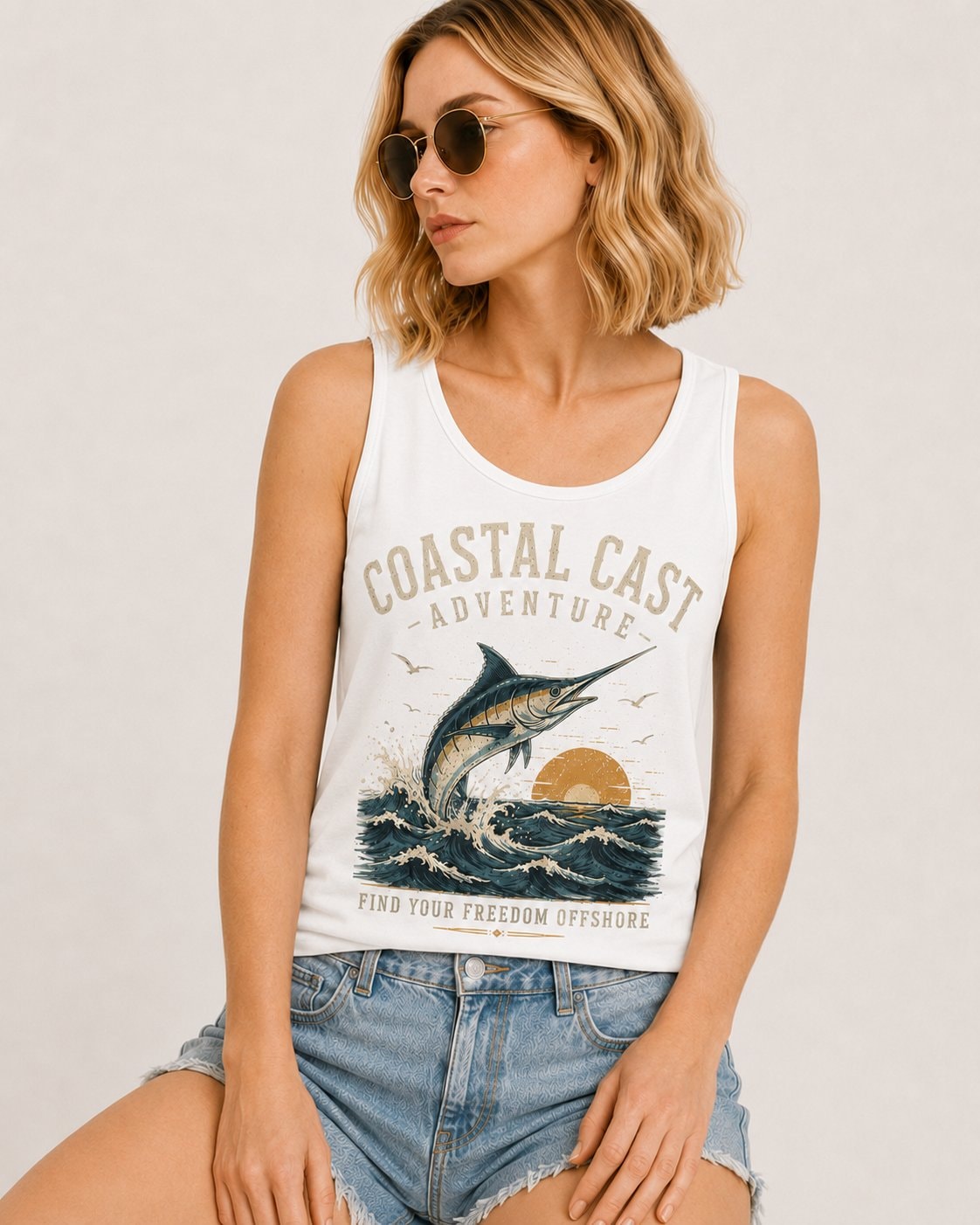 Coastal Cast Adventure Women's Tank Top-White-1