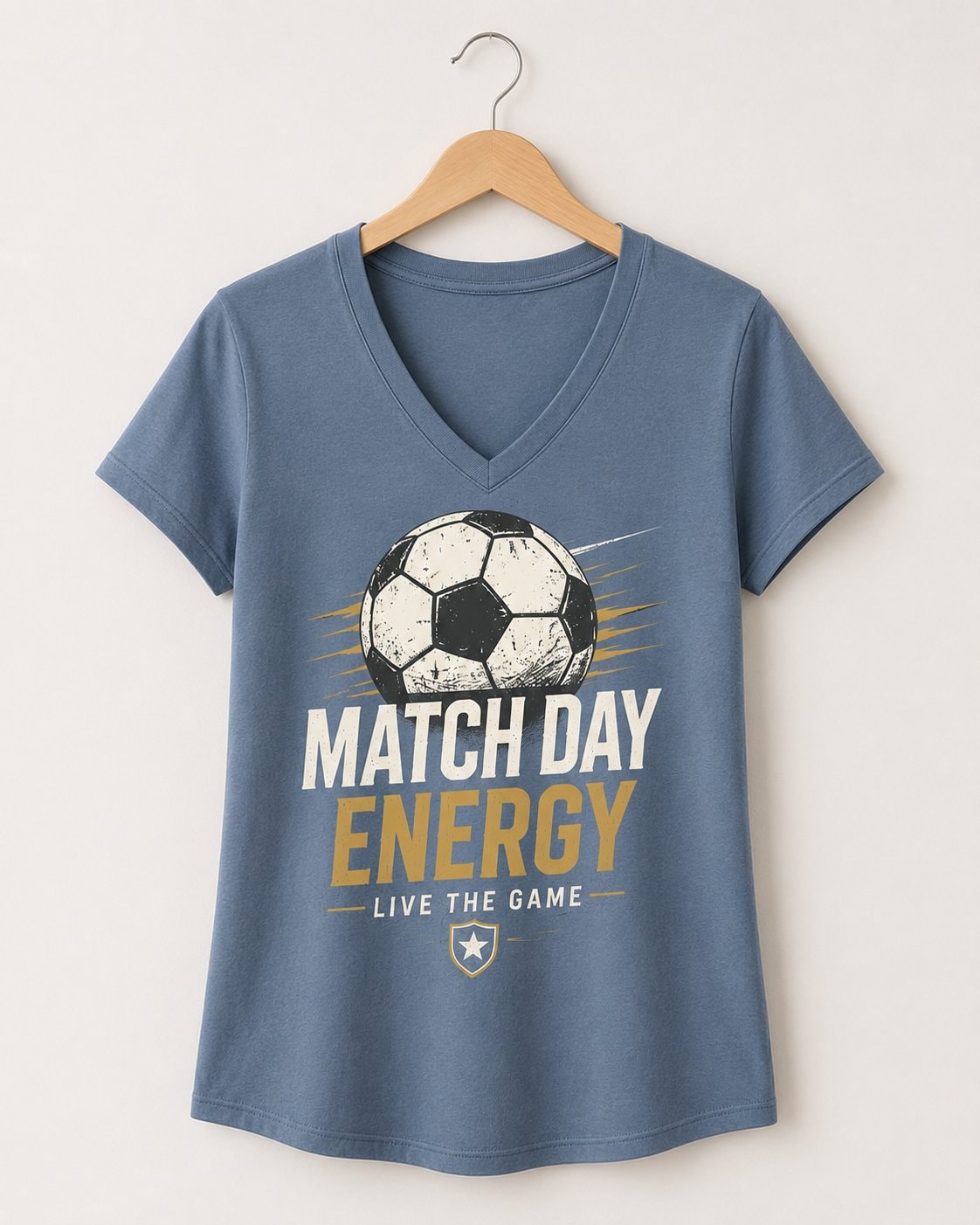 Match Day Energy Women's V-Neck T-Shirt-Dusty Blue-3