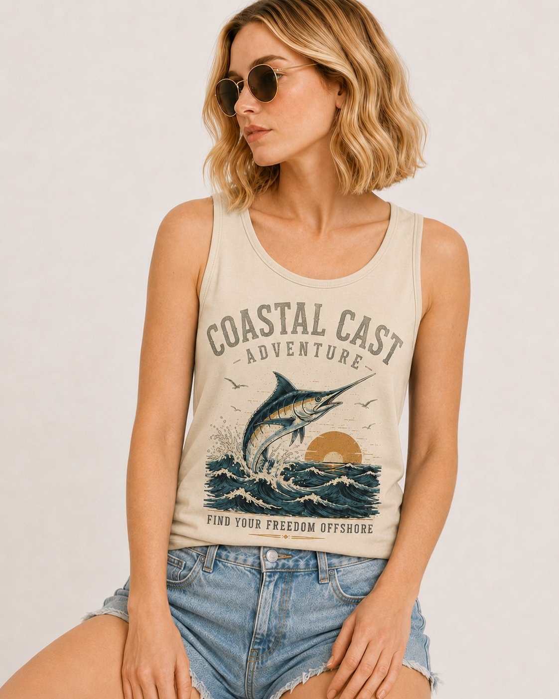 Coastal Cast Adventure Women's Tank Top-Sand-1