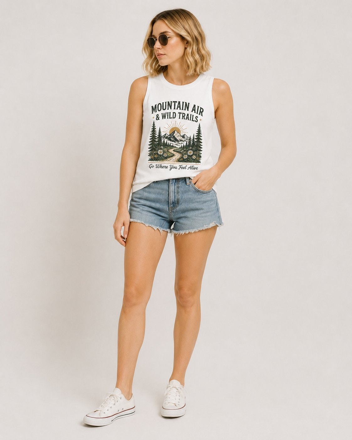 Mountain Air & Wild Trails Women's Tank Top-White-2