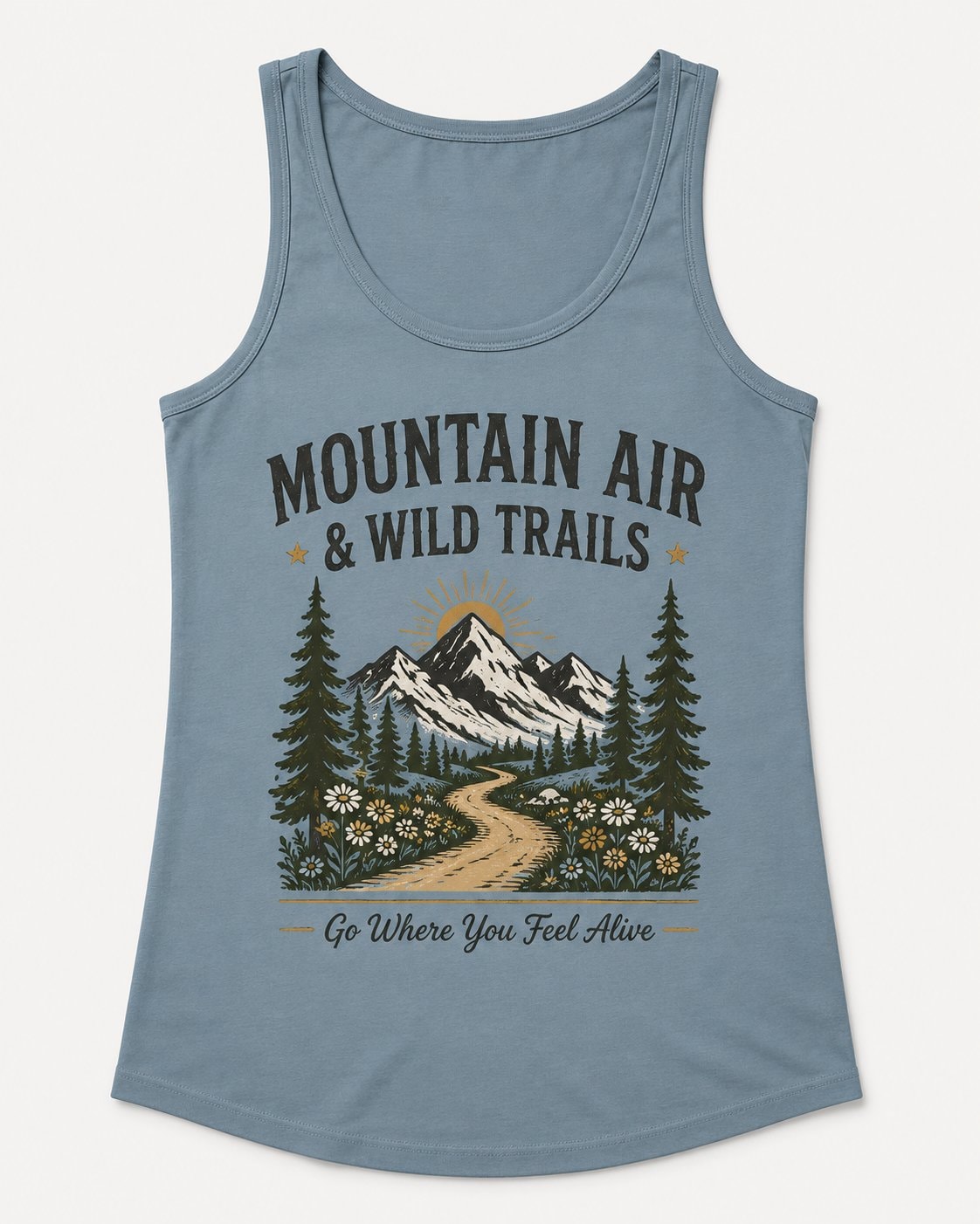 Mountain Air & Wild Trails Women's Tank Top-Dusty Blue-3