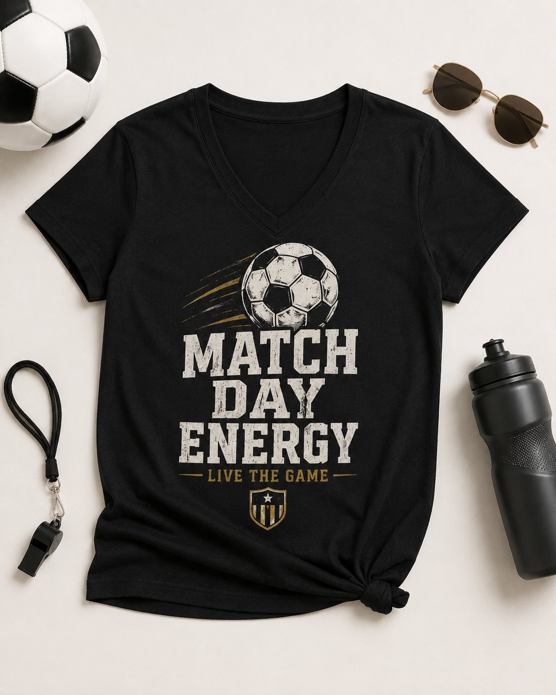 Match Day Energy Women's V-Neck T-Shirt-Black-4