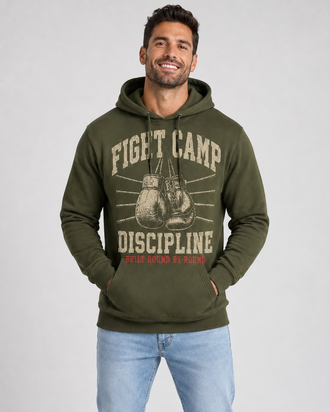 Fight Camp Discipline Men's Hoodie-Military Green-2
