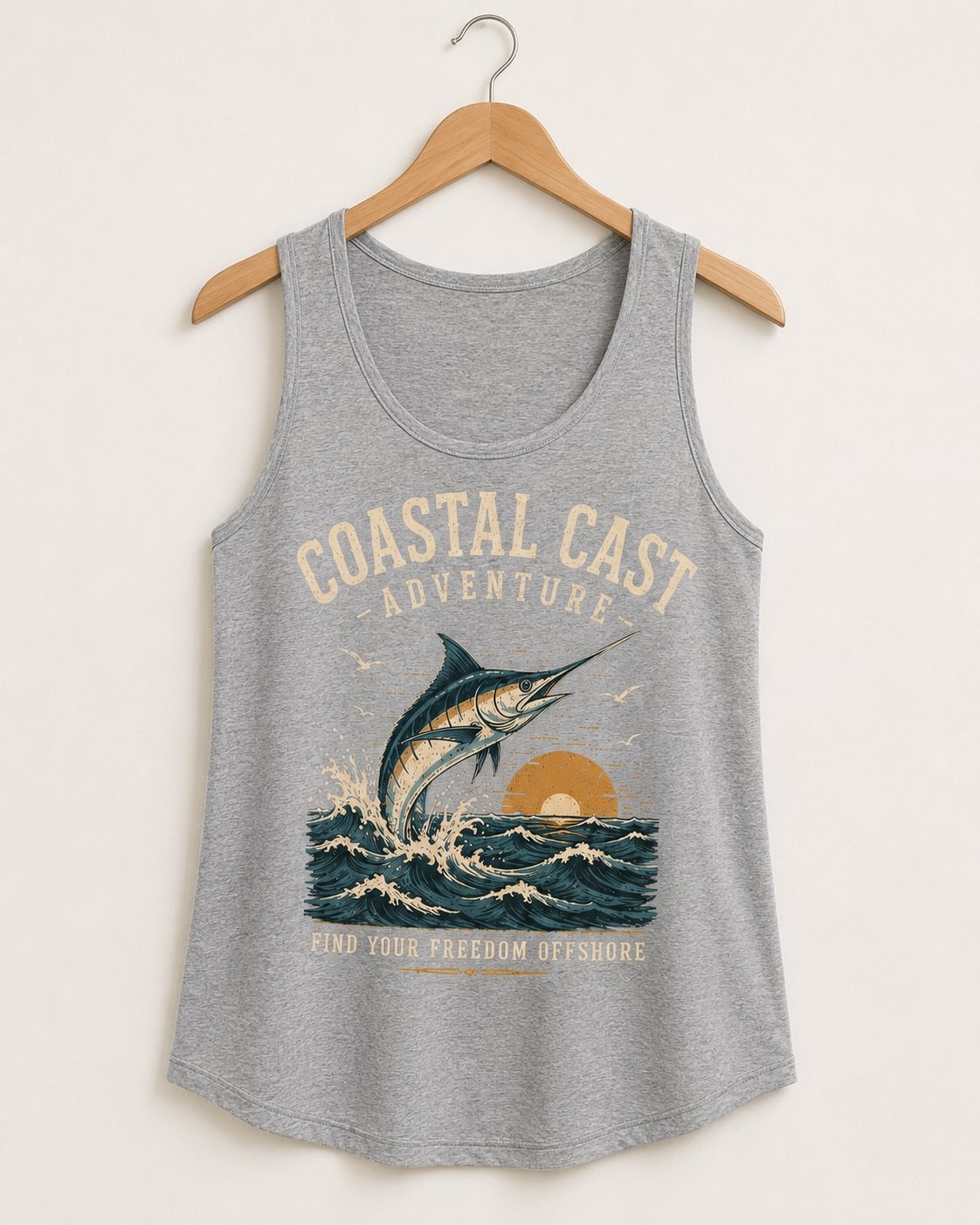 Coastal Cast Adventure Women's Tank Top-Heather Grey-3