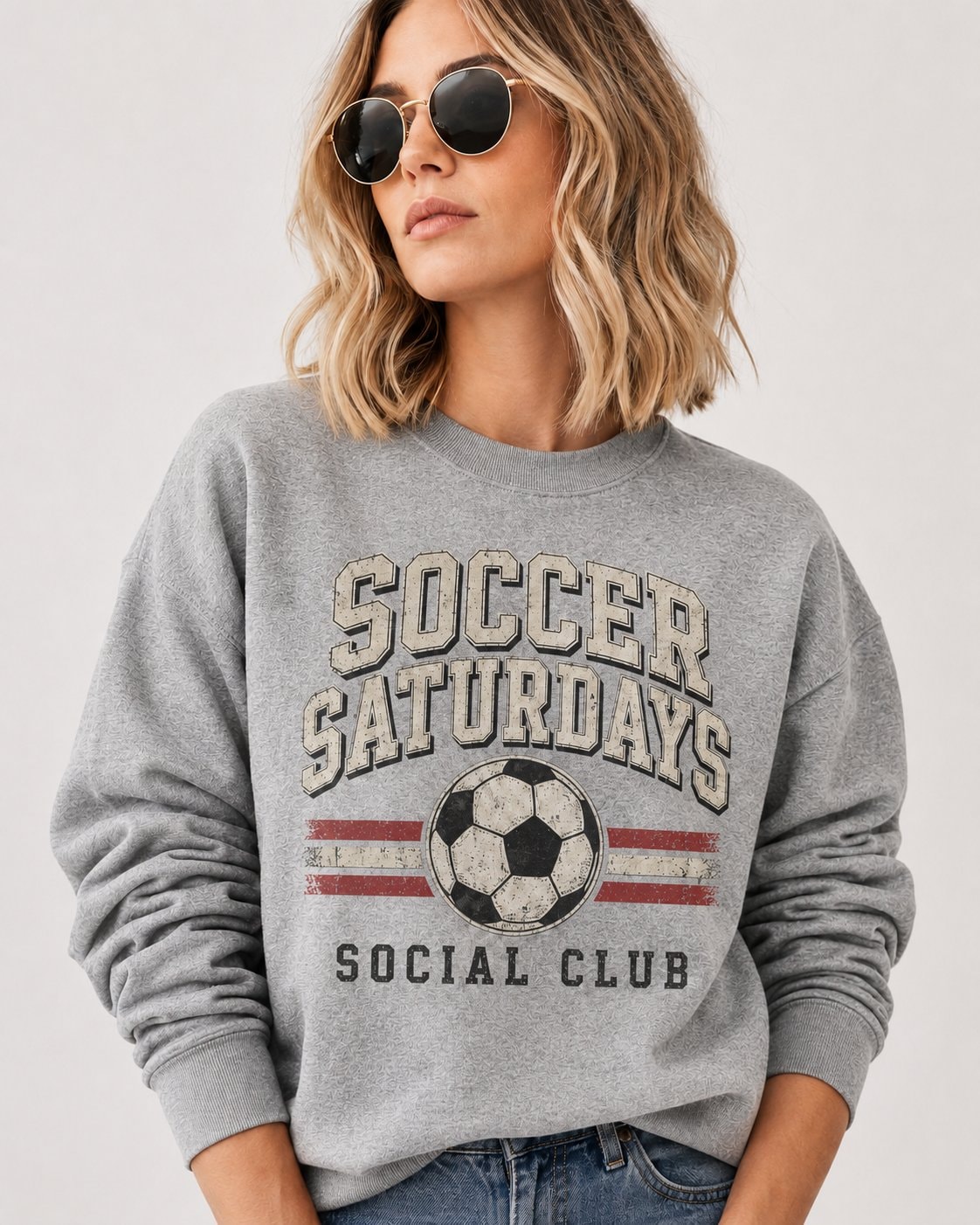 Soccer Saturdays Social Club Women's Sweatshirt-Heather Grey-1