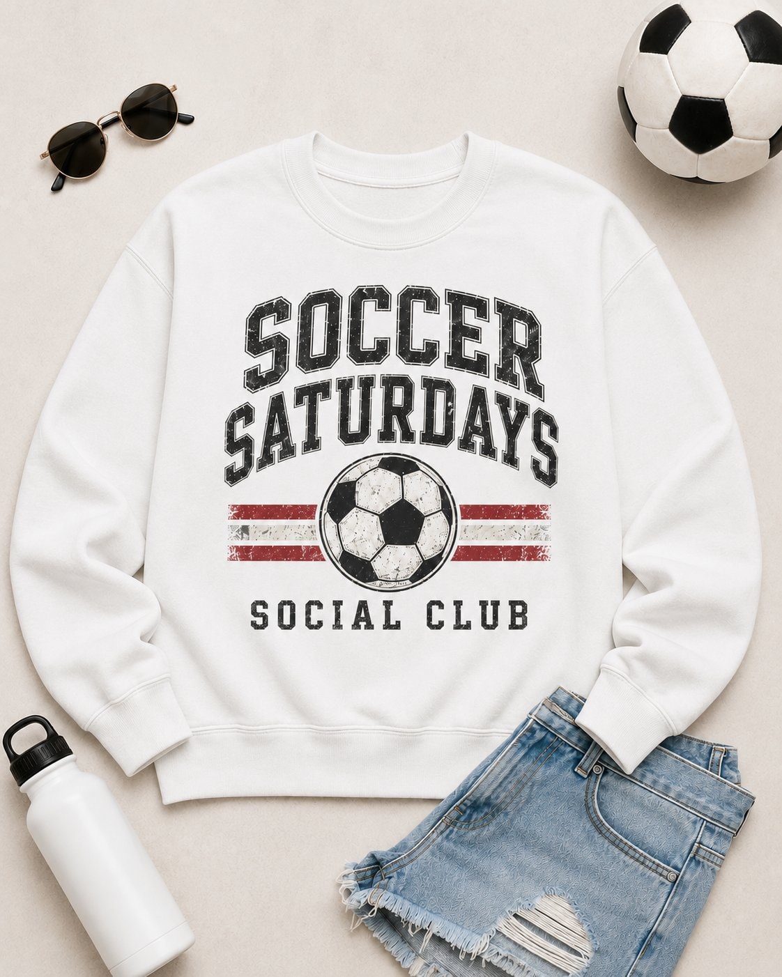Soccer Saturdays Social Club Women's Sweatshirt-White-4