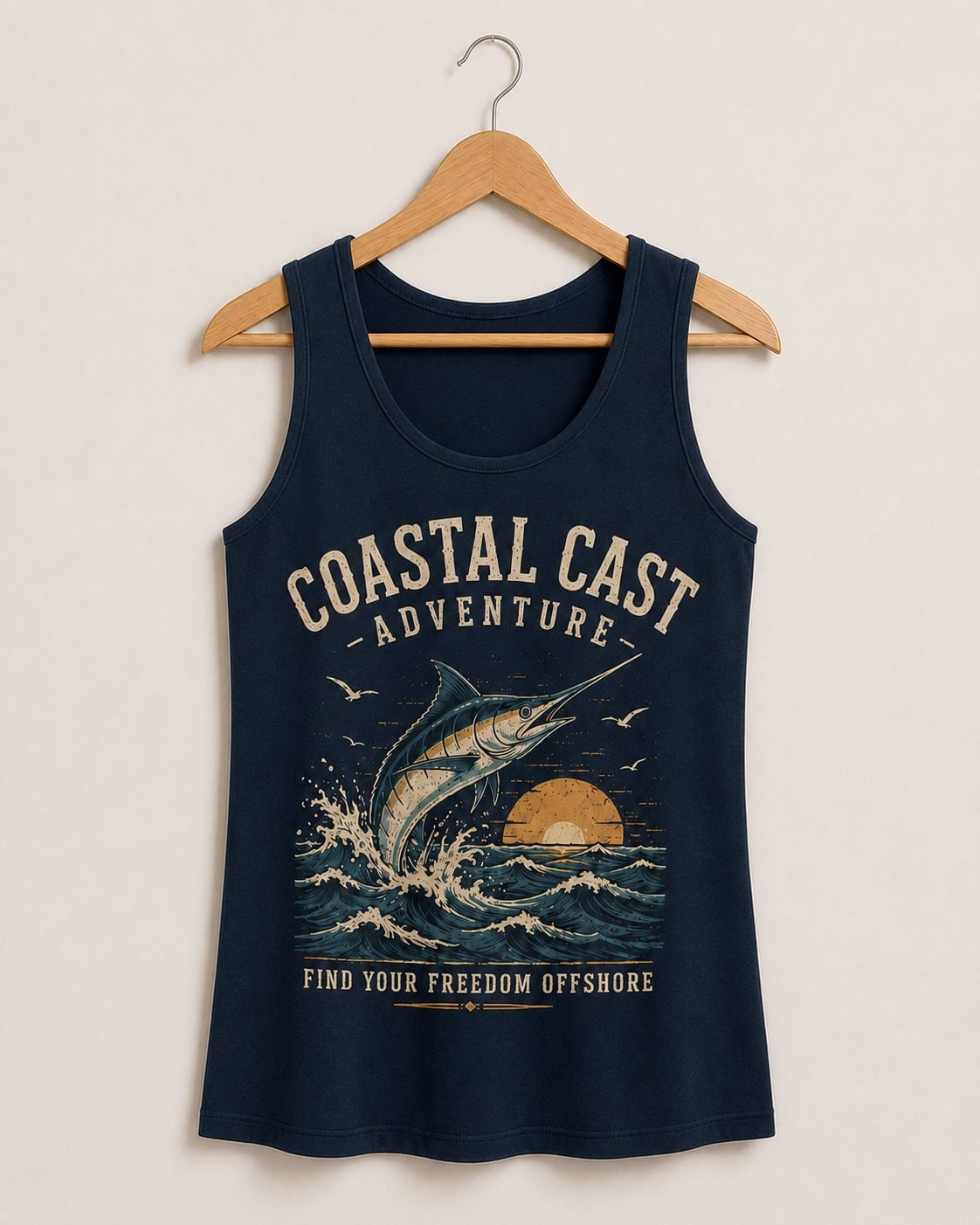 Coastal Cast Adventure Women's Tank Top-Navy-3