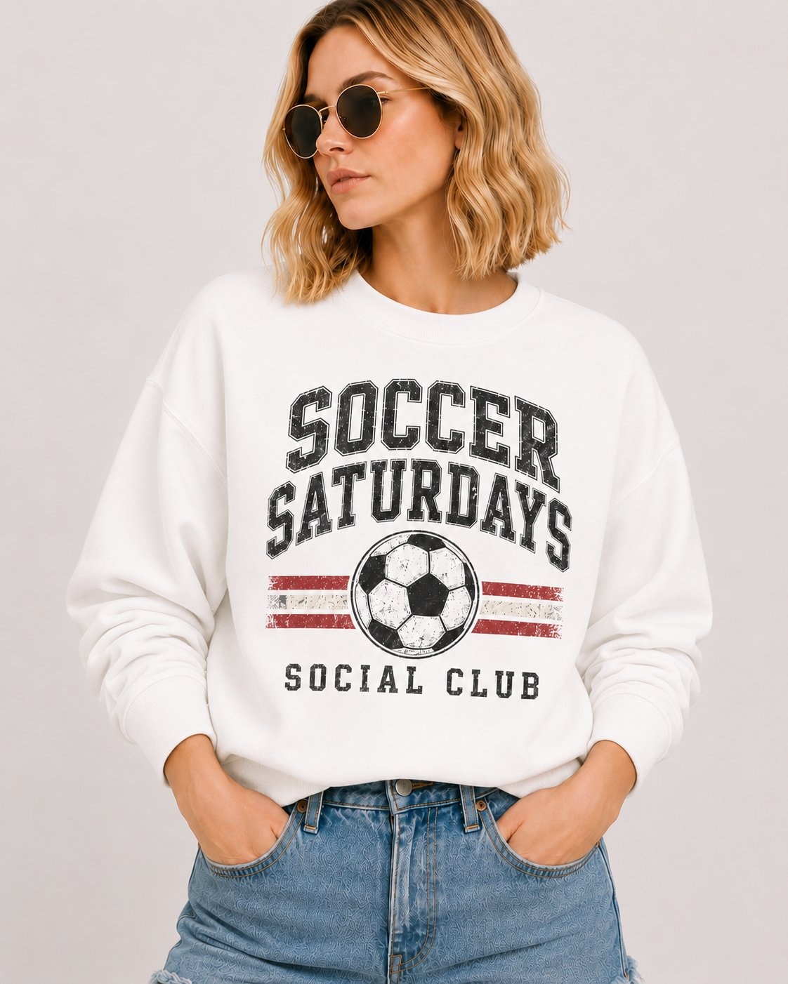 Soccer Saturdays Social Club Women's Sweatshirt-White-2