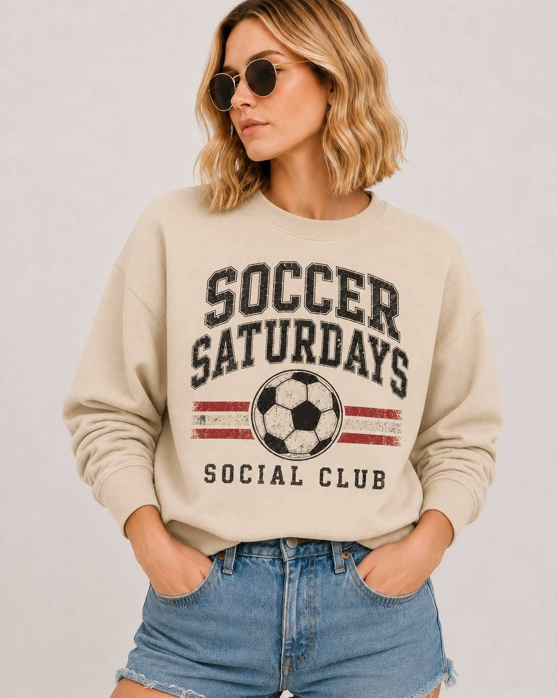 Soccer Saturdays Social Club Women's Sweatshirt-Sand-1