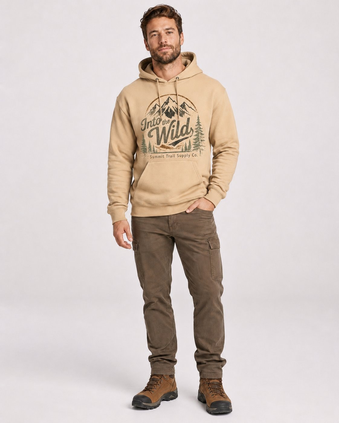 Into the Wild Summit Men's Hoodie-Sand-1