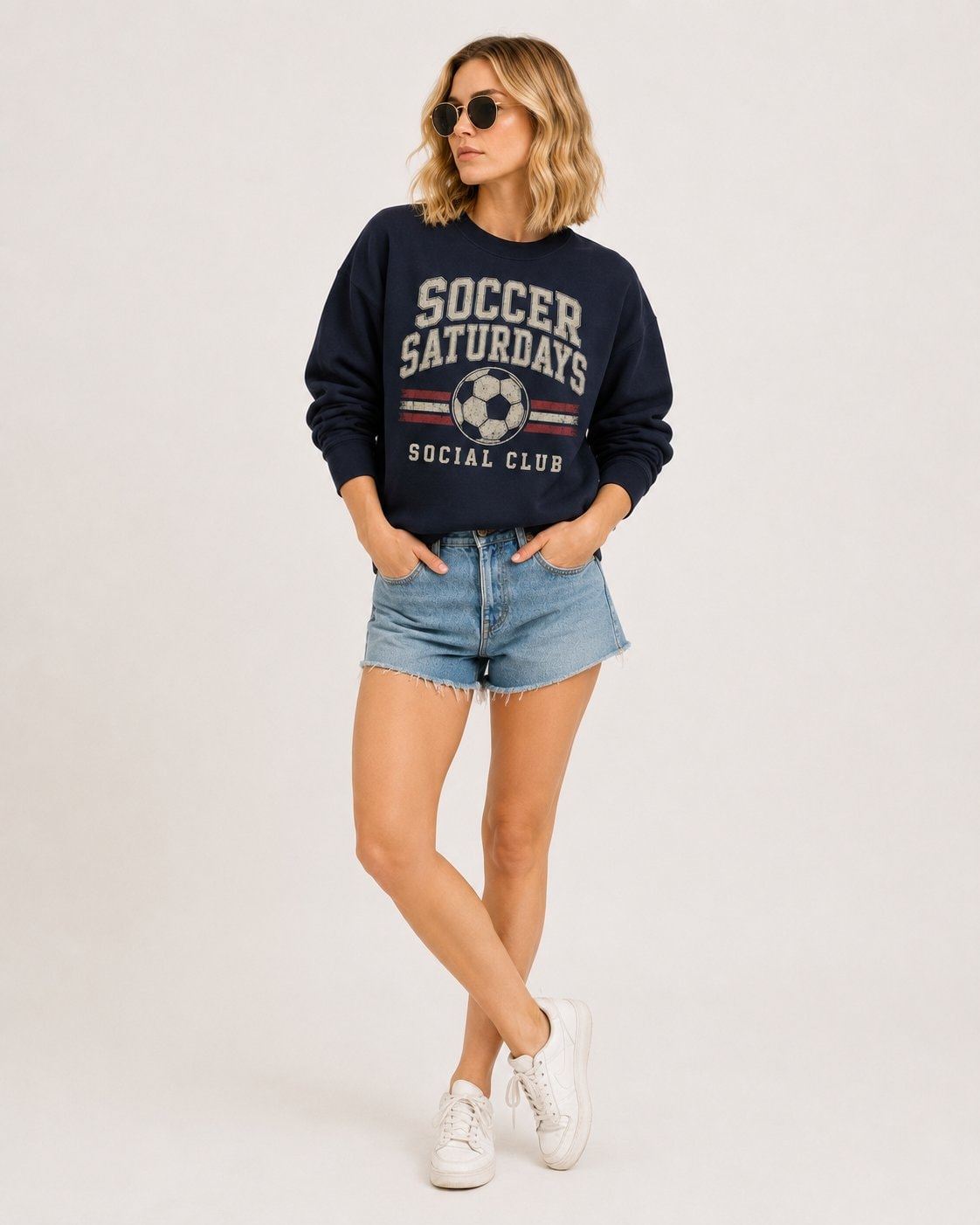 Soccer Saturdays Social Club Women's Sweatshirt-Navy-2