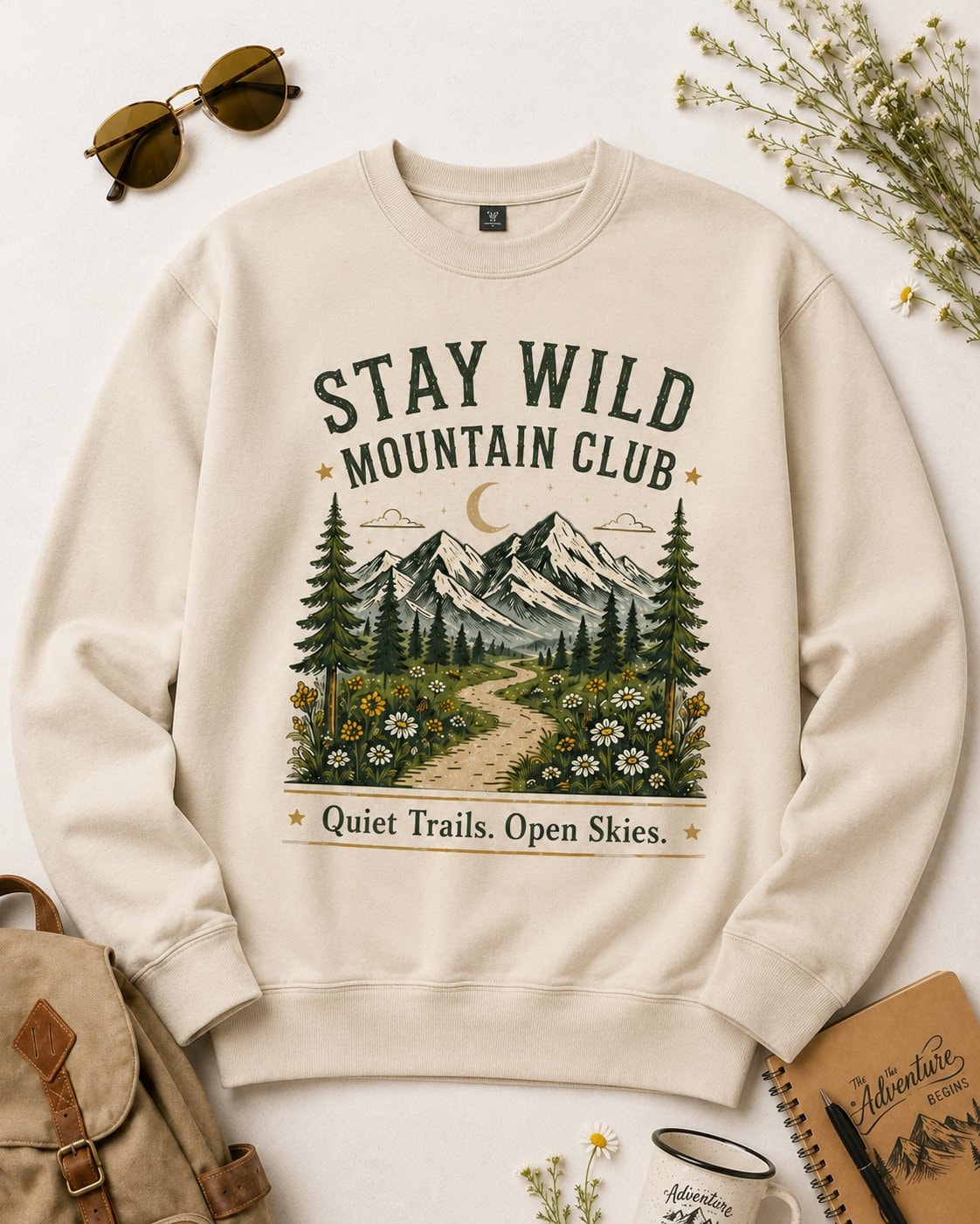 Stay Wild Mountain Club Women's Sweatshirt-Sand-4