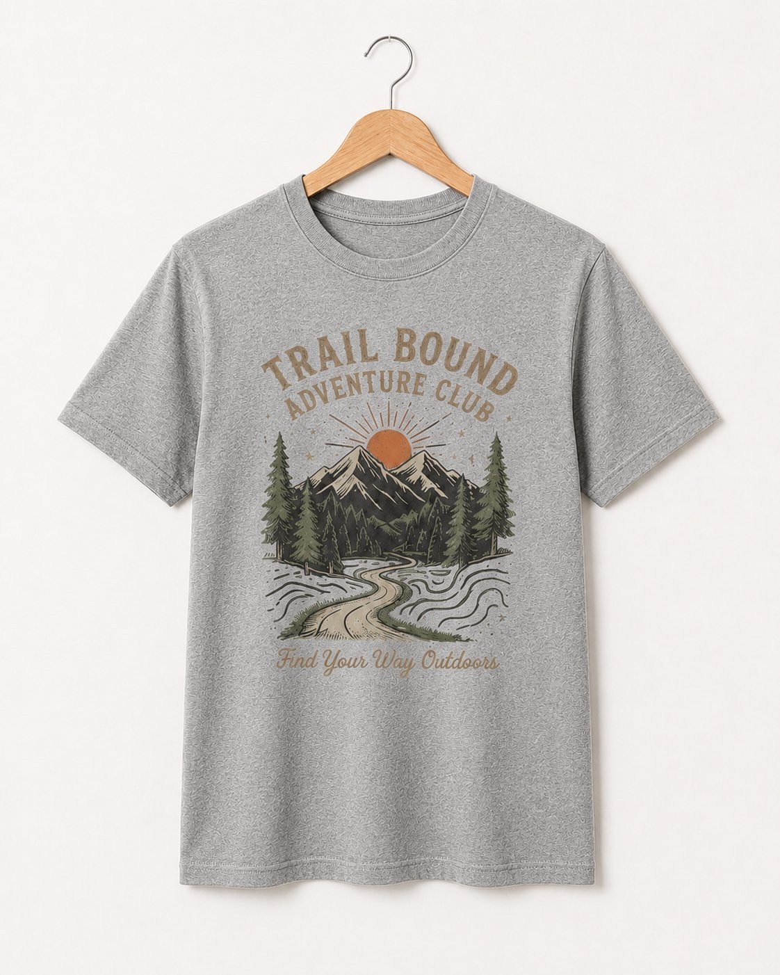 Trail Bound Adventure Club Unisex T-Shirt-Heather Grey-3