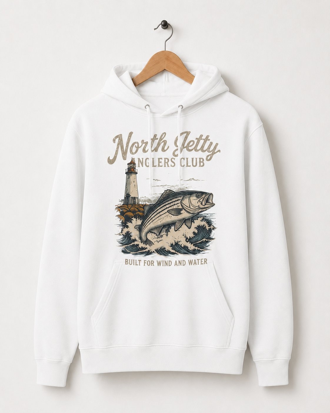 North Jetty Anglers Club Men's Hoodie-White-3