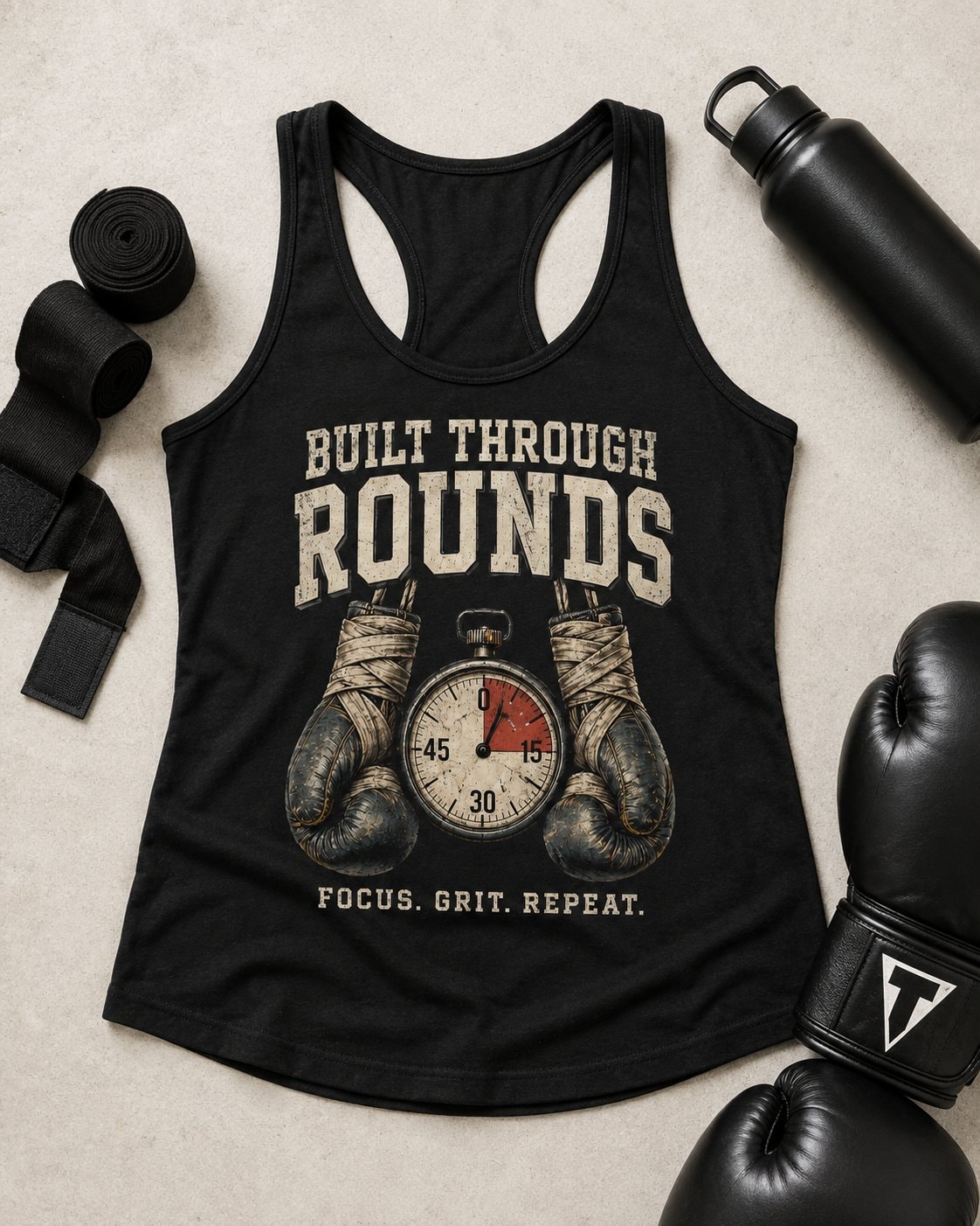 Built Through Rounds Women's Tank Top-Black-4