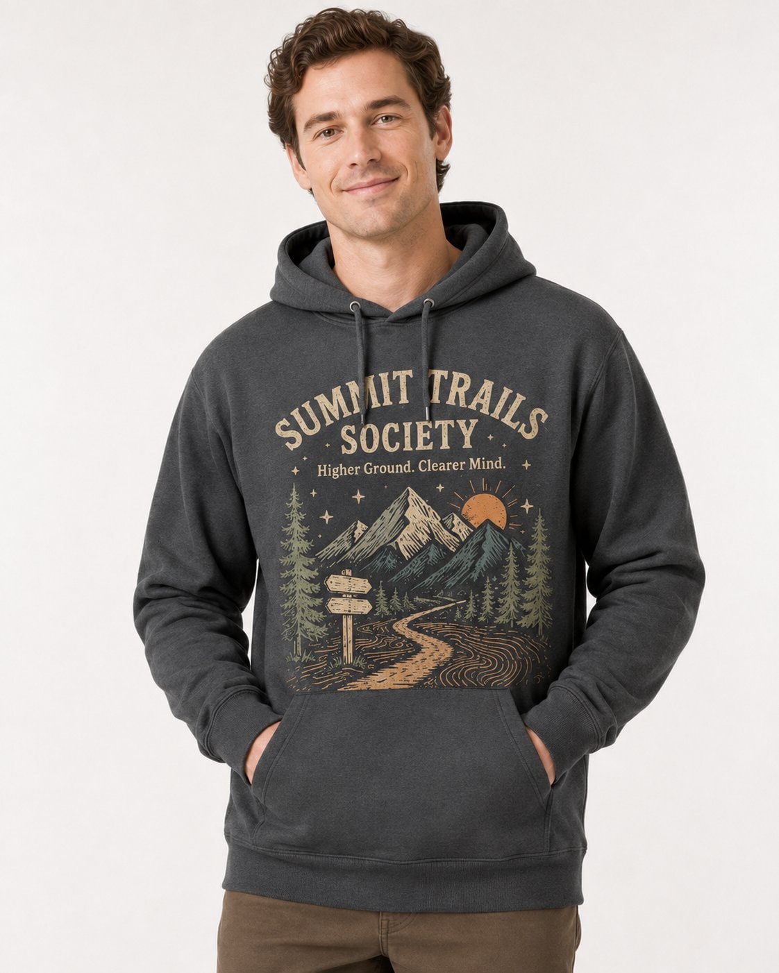 Summit Trails Society Unisex Hoodie-Charcoal-2