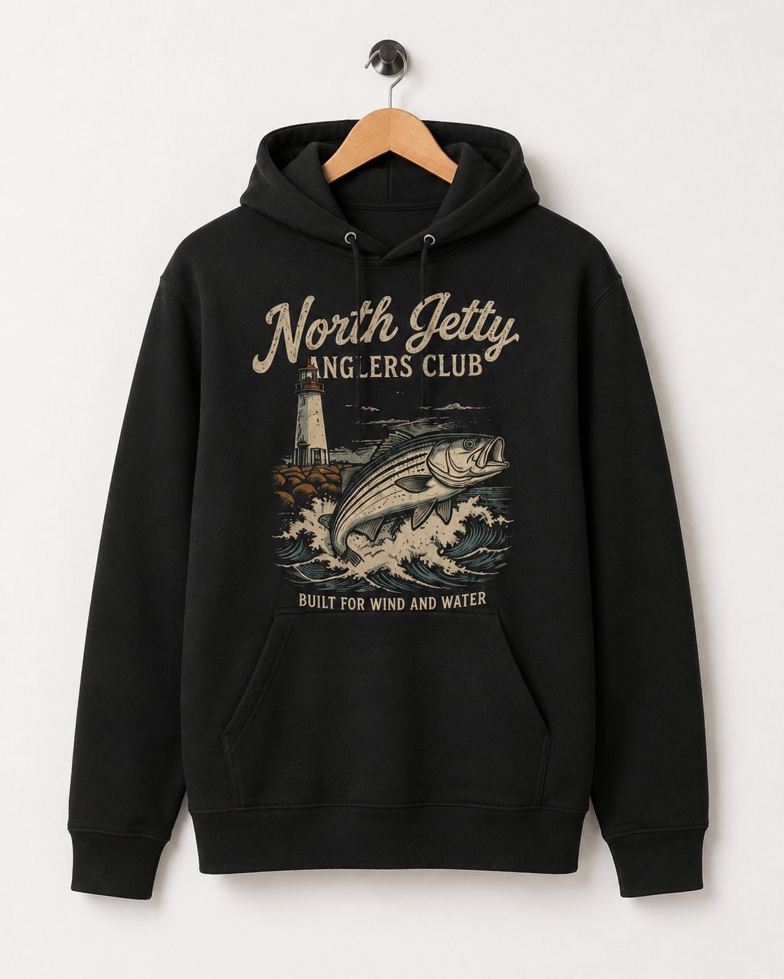 North Jetty Anglers Club Men's Hoodie-Black-3