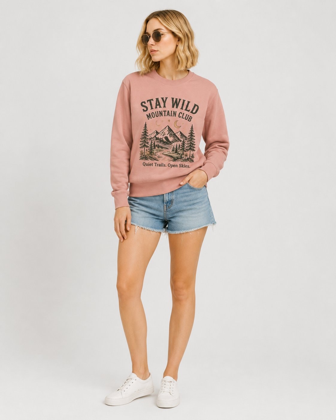 Stay Wild Mountain Club Women's Sweatshirt-Dusty Rose-2
