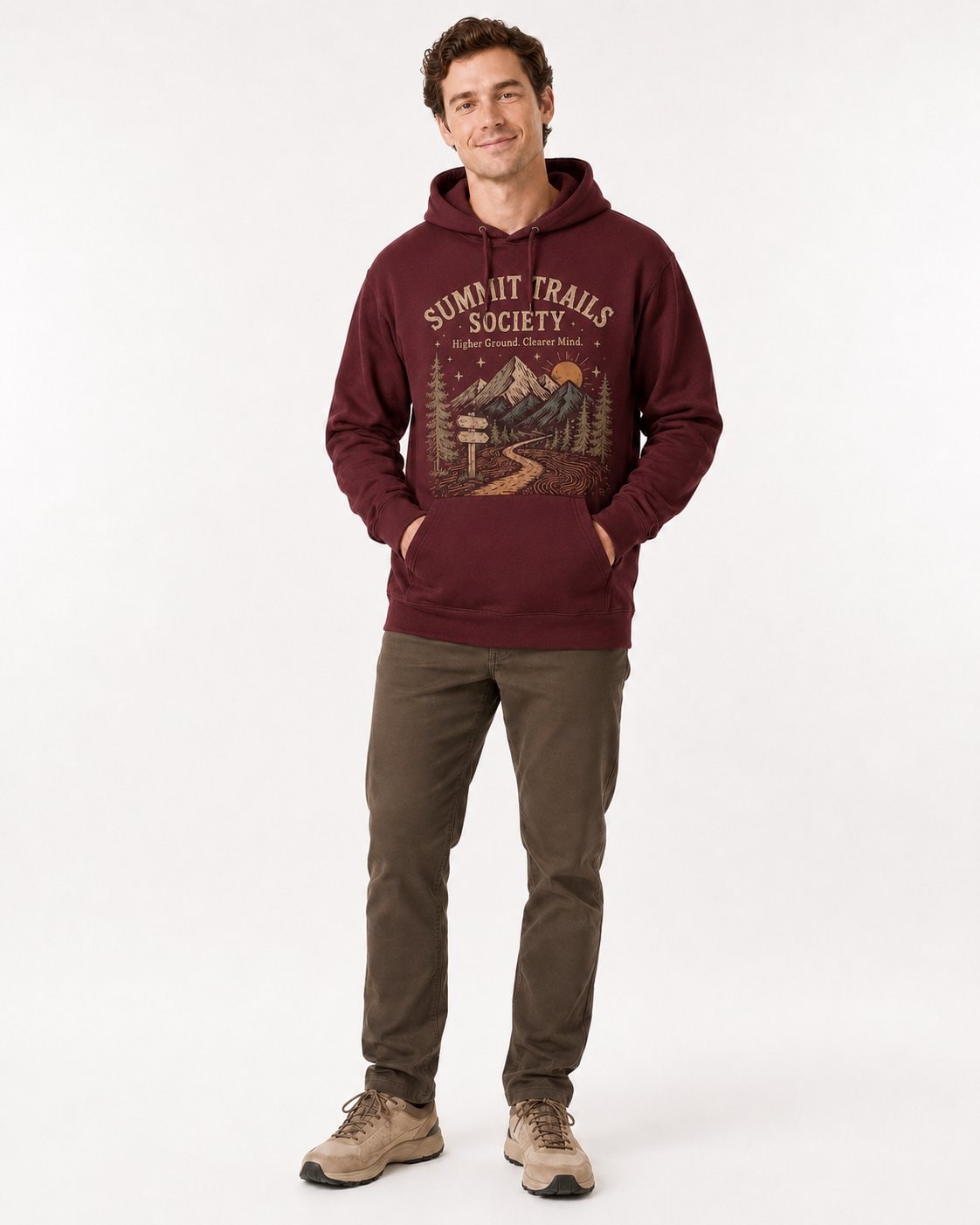 Summit Trails Society Unisex Hoodie-Maroon-1