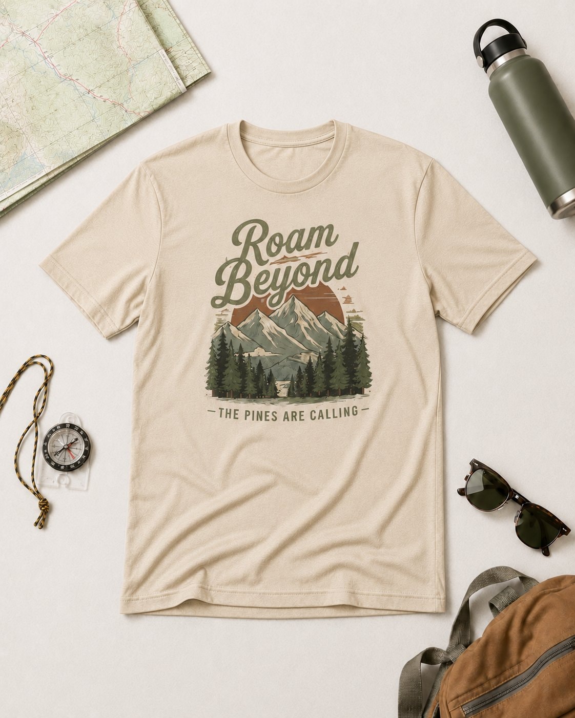 Roam Beyond the Pines Men's T-Shirt-Sand-4