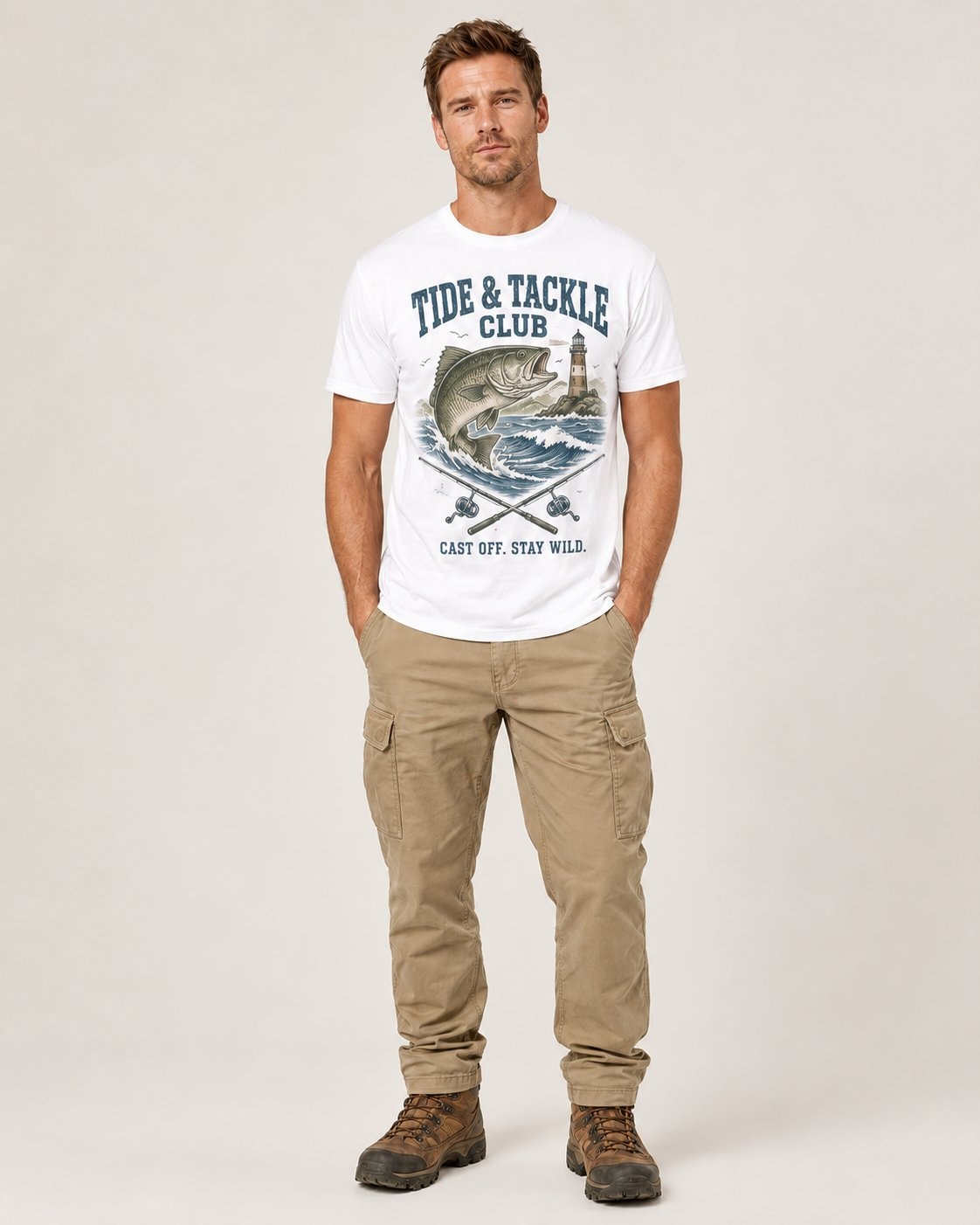 Tide & Tackle Club Men's T-Shirt-White-1
