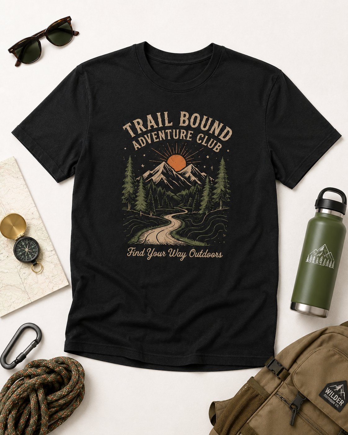 Trail Bound Adventure Club Unisex T-Shirt-Black-4