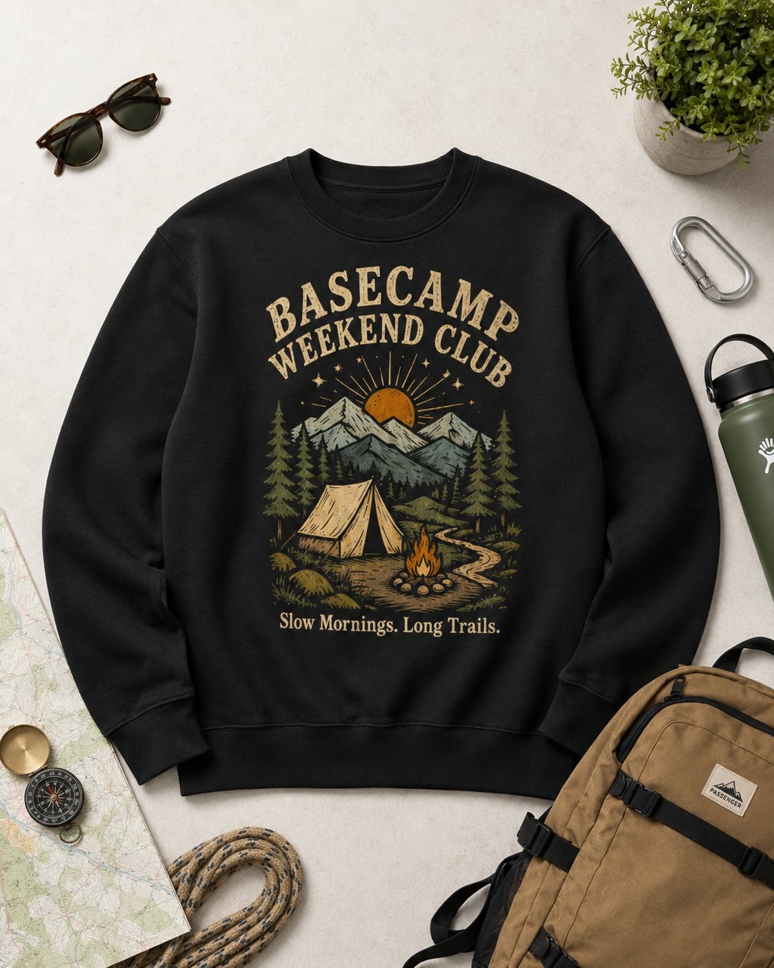 Basecamp Weekend Club Unisex Sweatshirt-Black-4