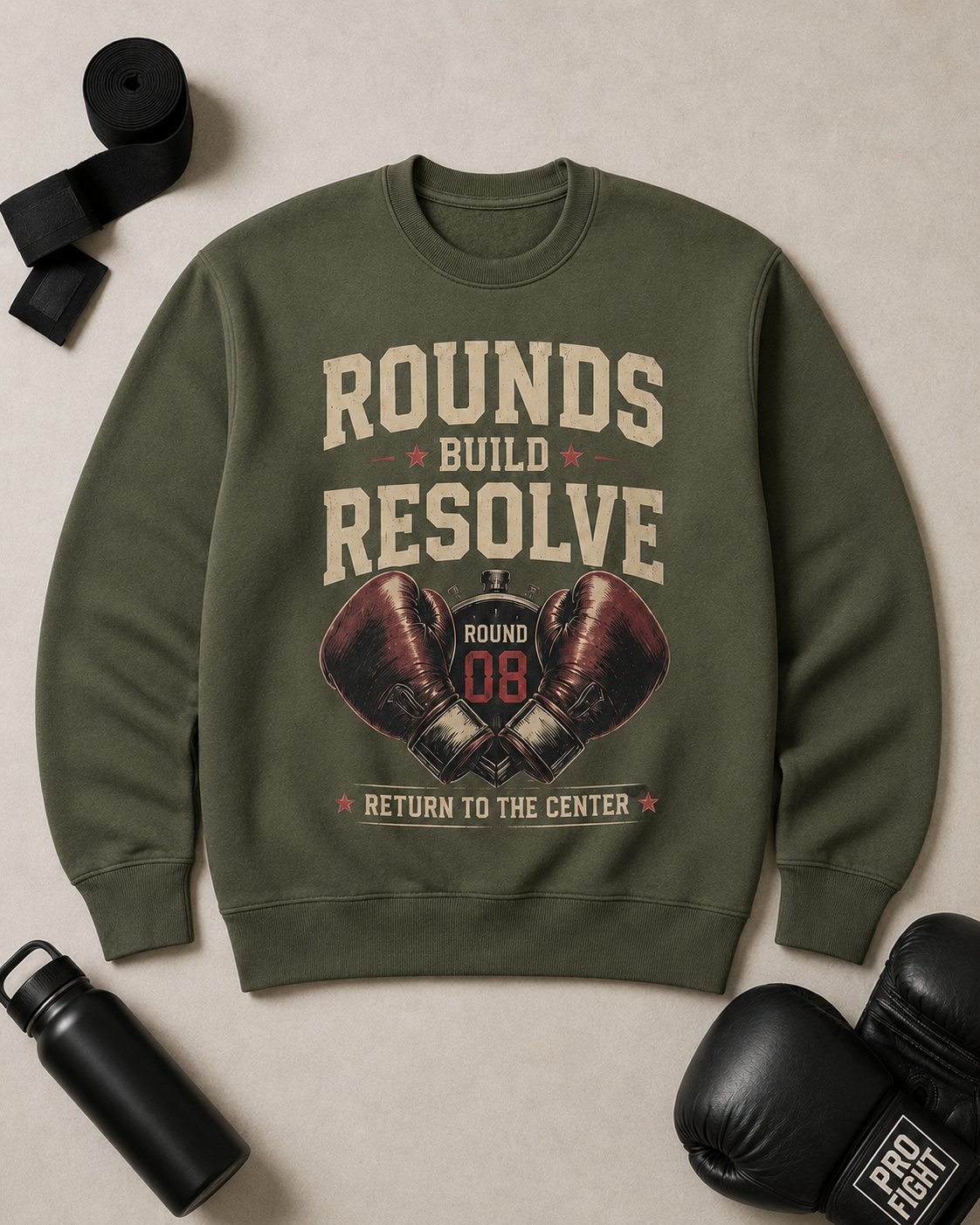 Rounds Build Resolve Men's Sweatshirt-Military Green-4