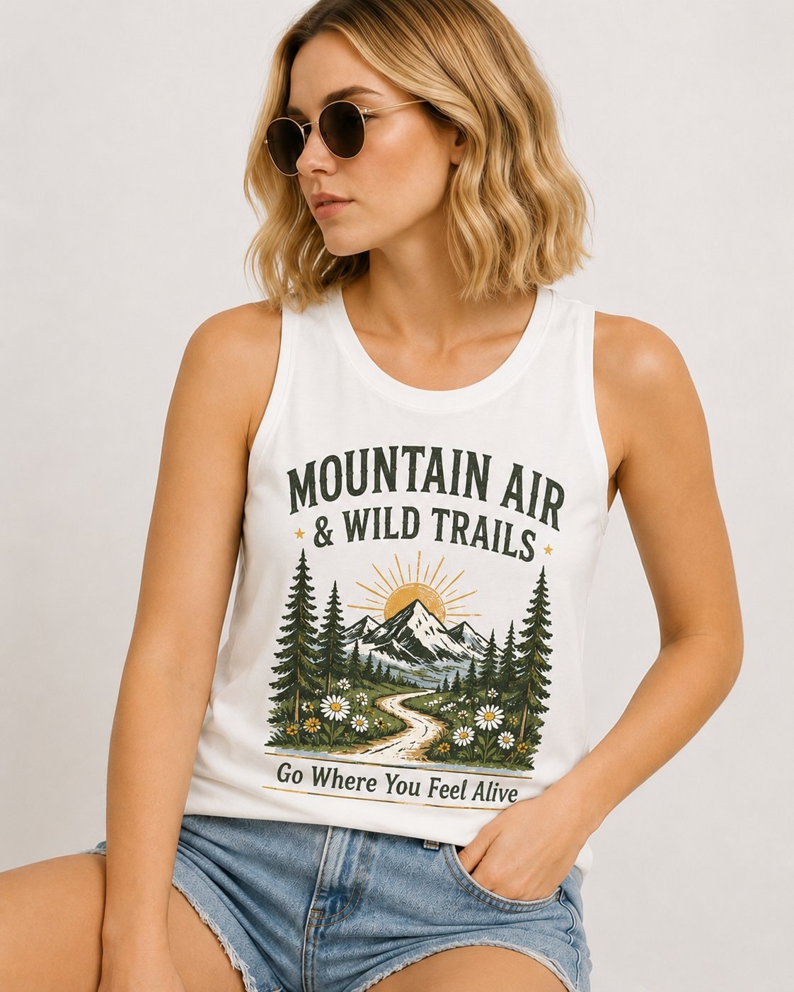 Mountain Air & Wild Trails Women's Tank Top-White-1