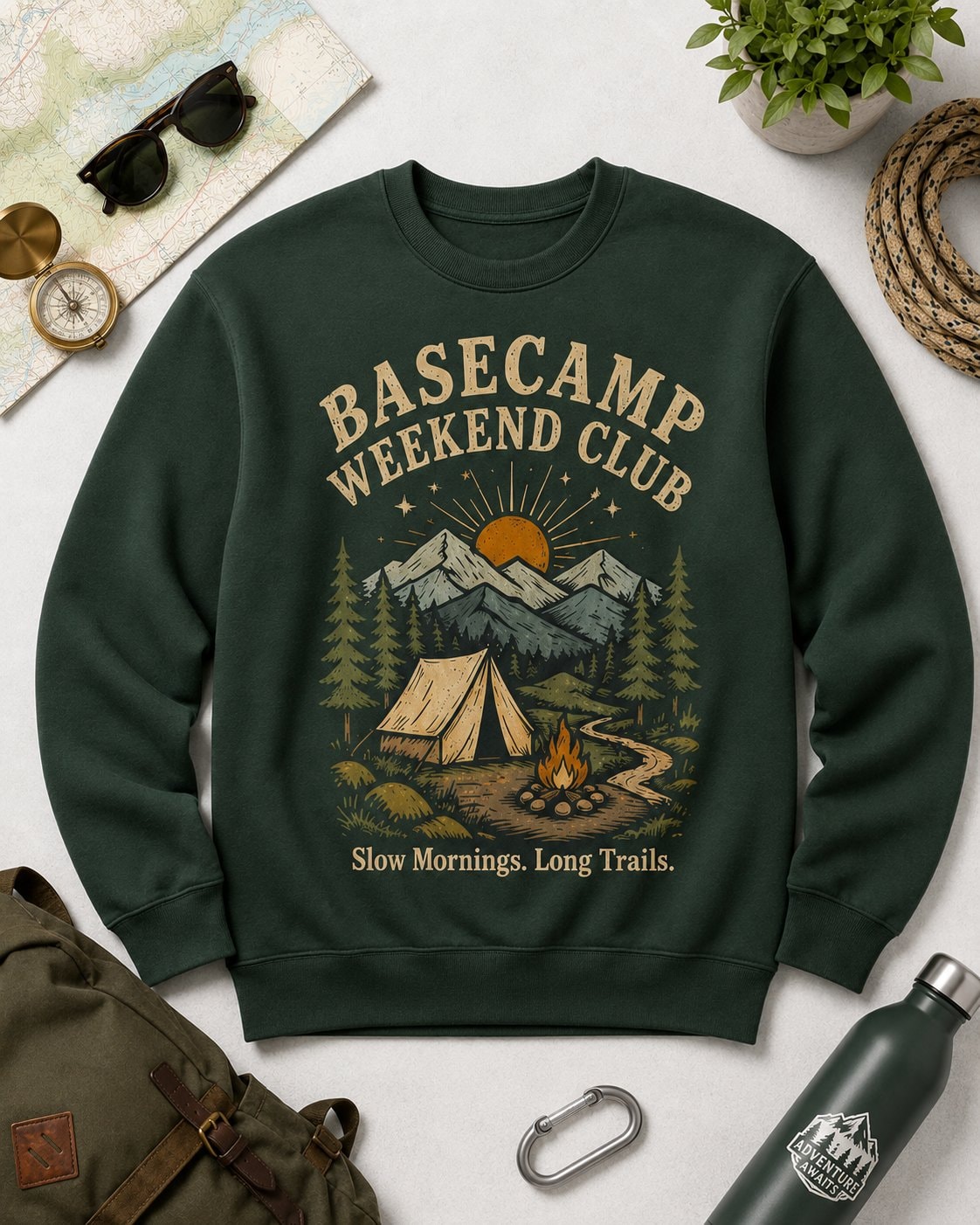 Basecamp Weekend Club Unisex Sweatshirt-Forest Green-4