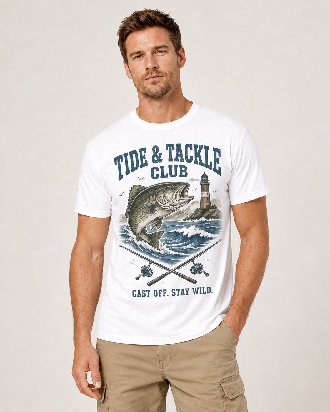 Tide & Tackle Club Men's T-Shirt-White-2