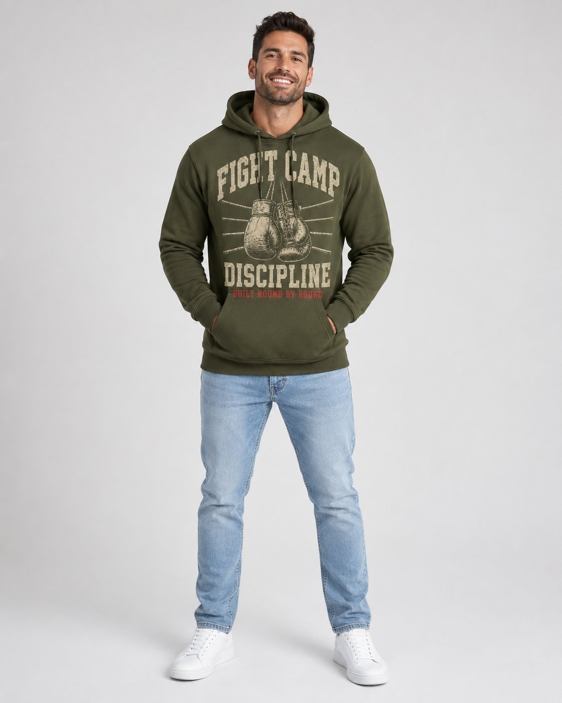 Fight Camp Discipline Men's Hoodie-Military Green-1