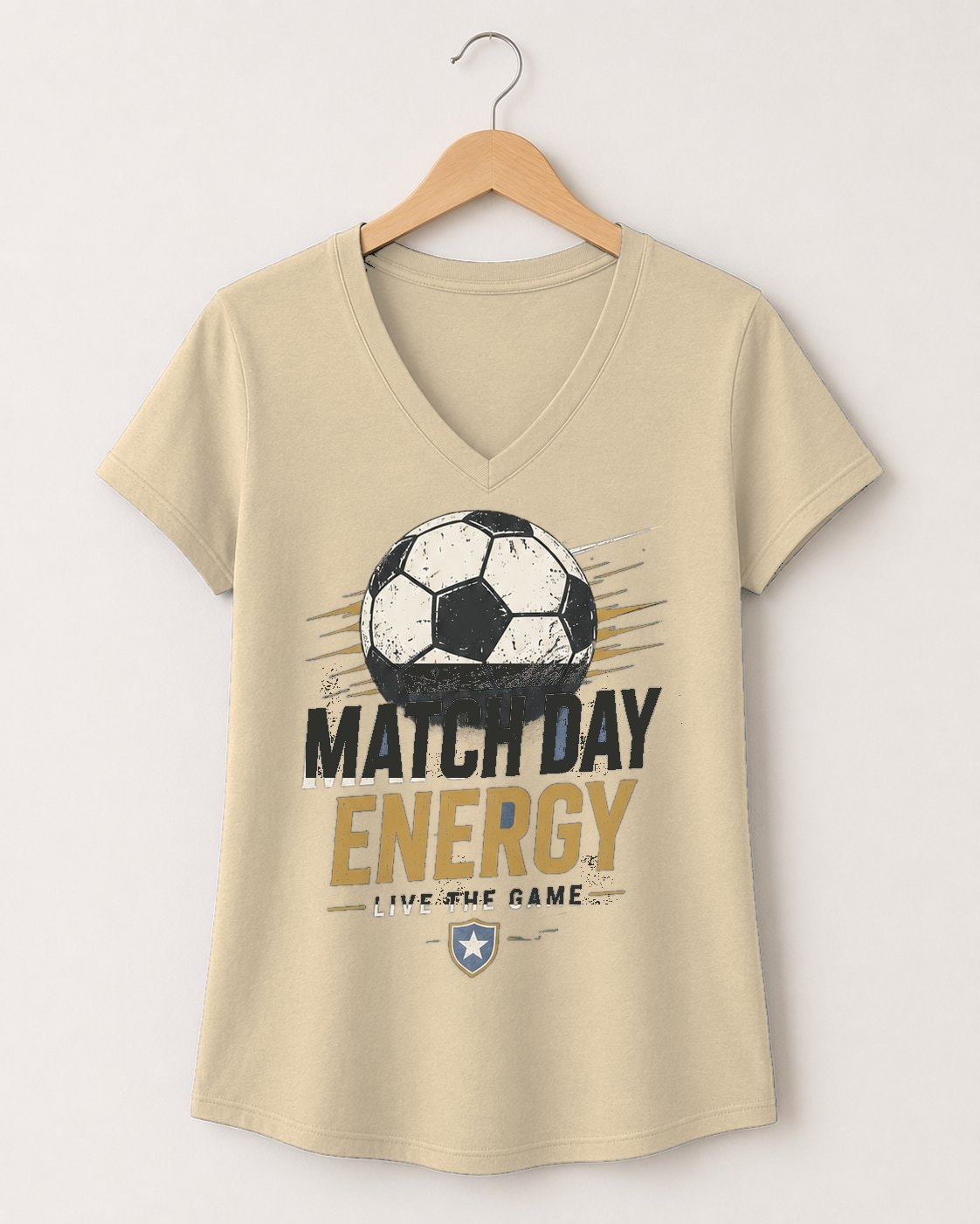 Match Day Energy Women's V-Neck T-Shirt-Navy-4