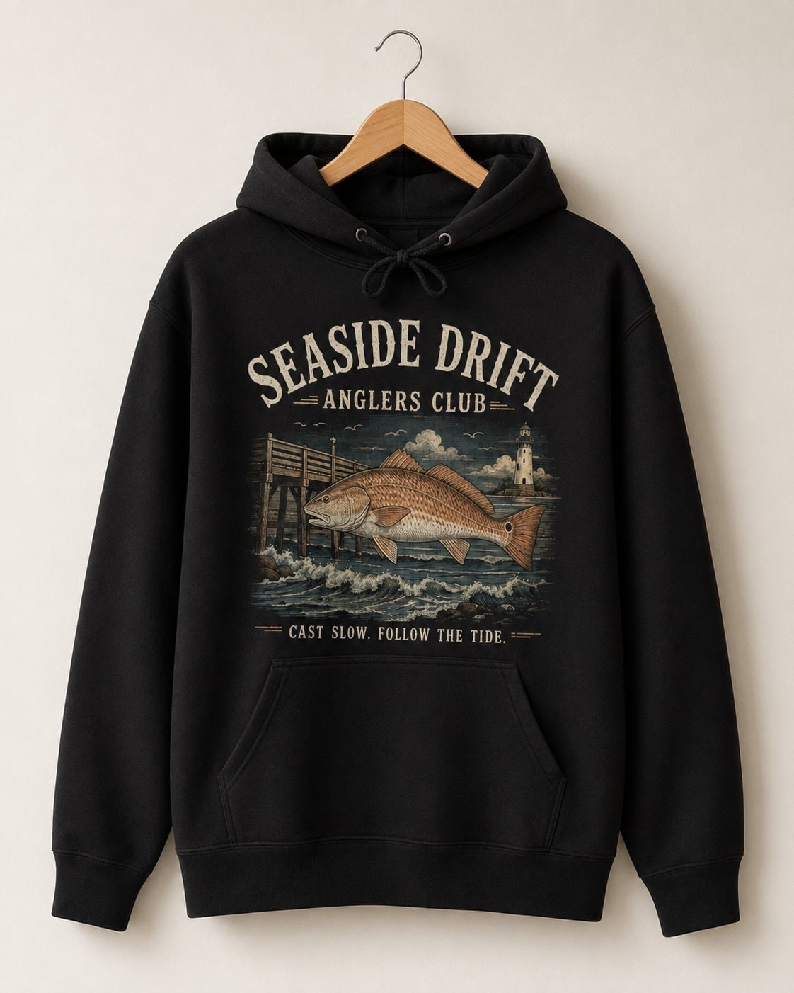 Seaside Drift Anglers Club Women's Hoodie-Black-3