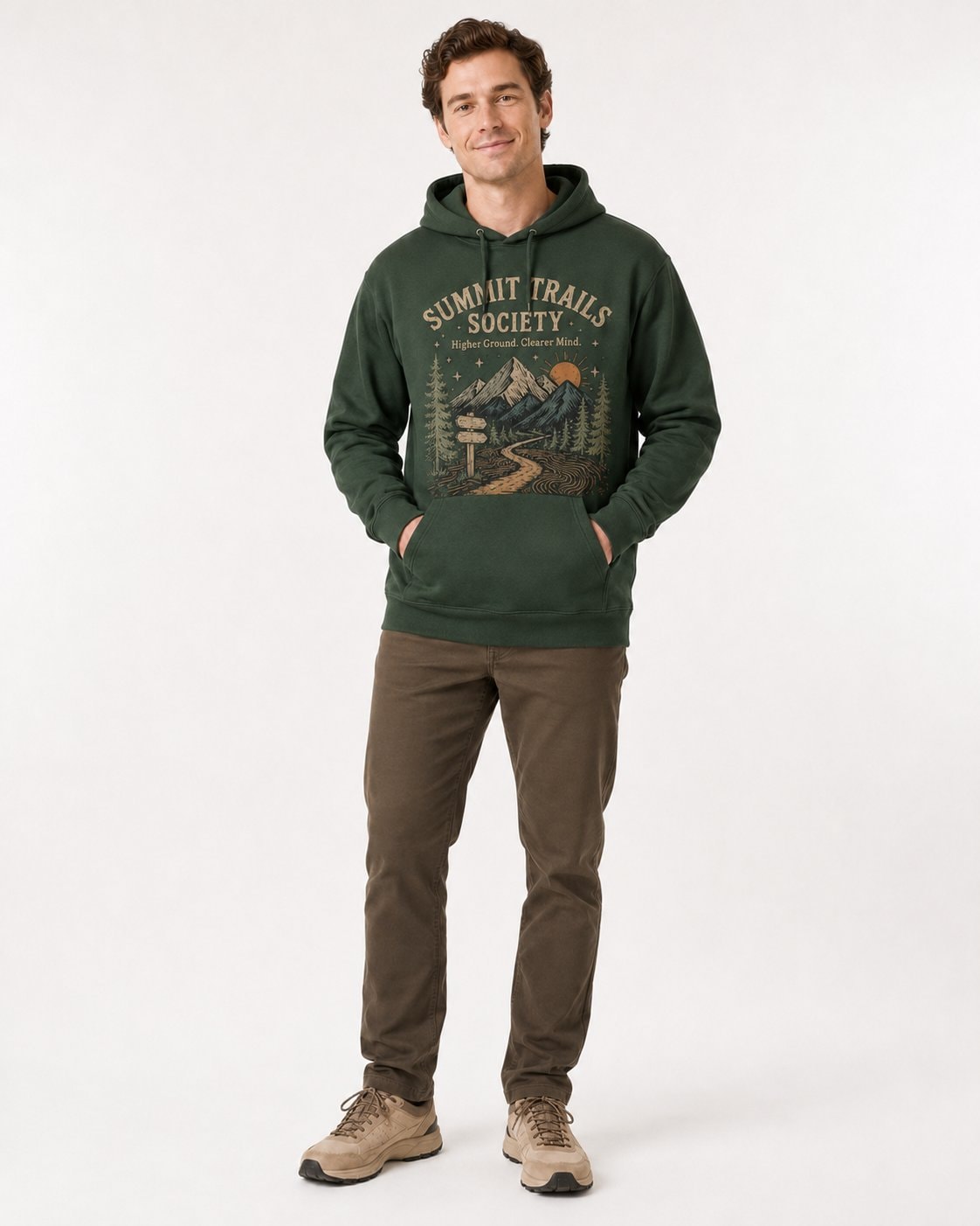 Summit Trails Society Unisex Hoodie-Forest Green-1