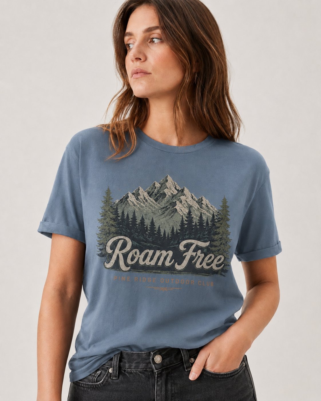 Roam Free Pine Ridge Women's T-Shirt-Dusty Blue-1